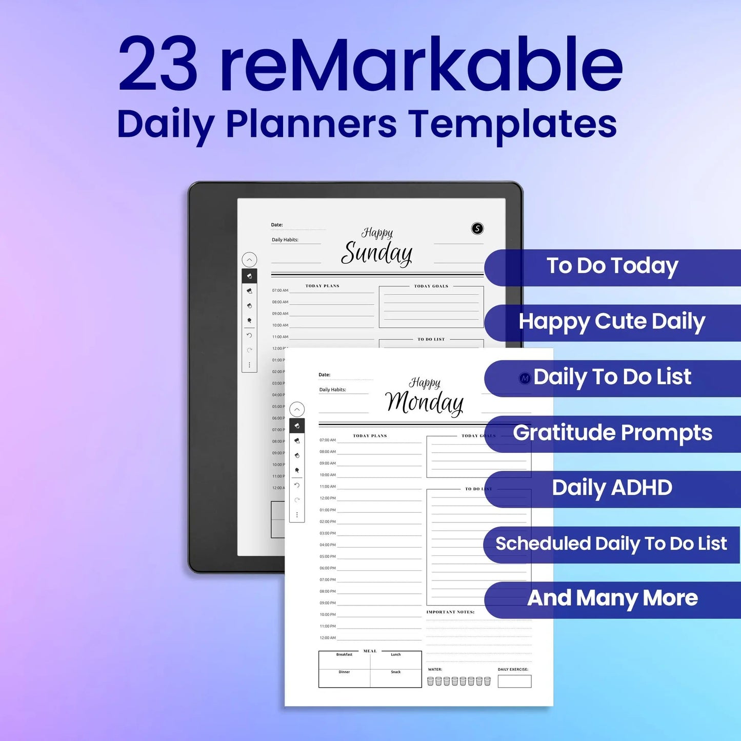23 reMarkable 2 Daily Planners Template Bundle My Store