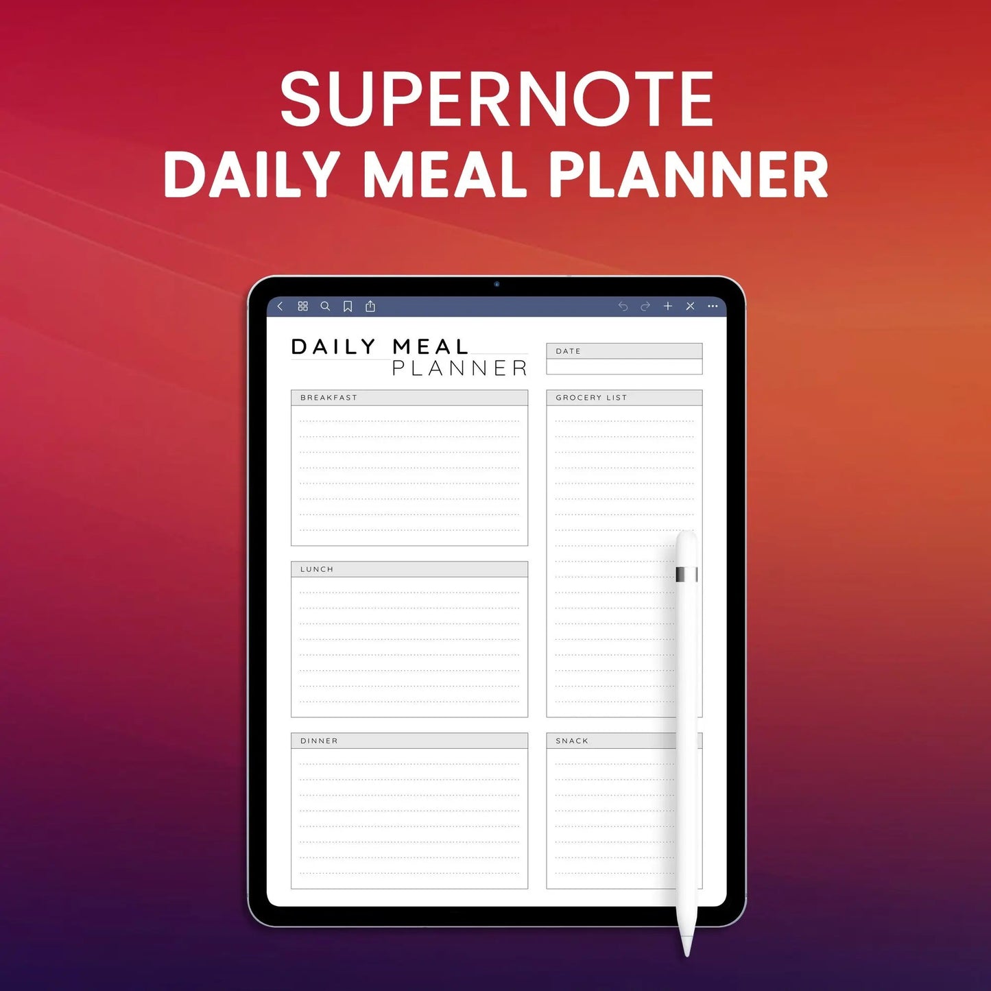 Supernote Daily Meal Planner Template CreativeRino
