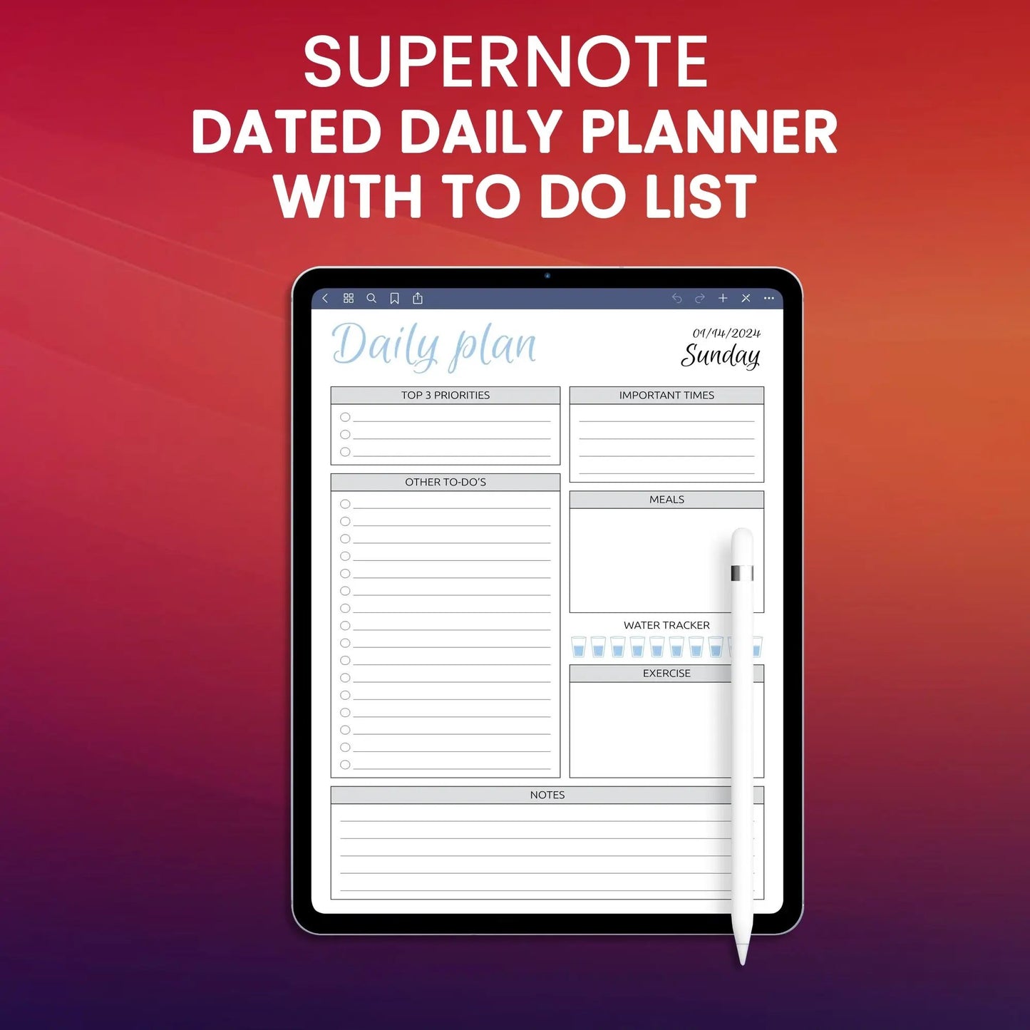 Supernote Dated Daily Planner with To Do List Planner Template CreativeRino
