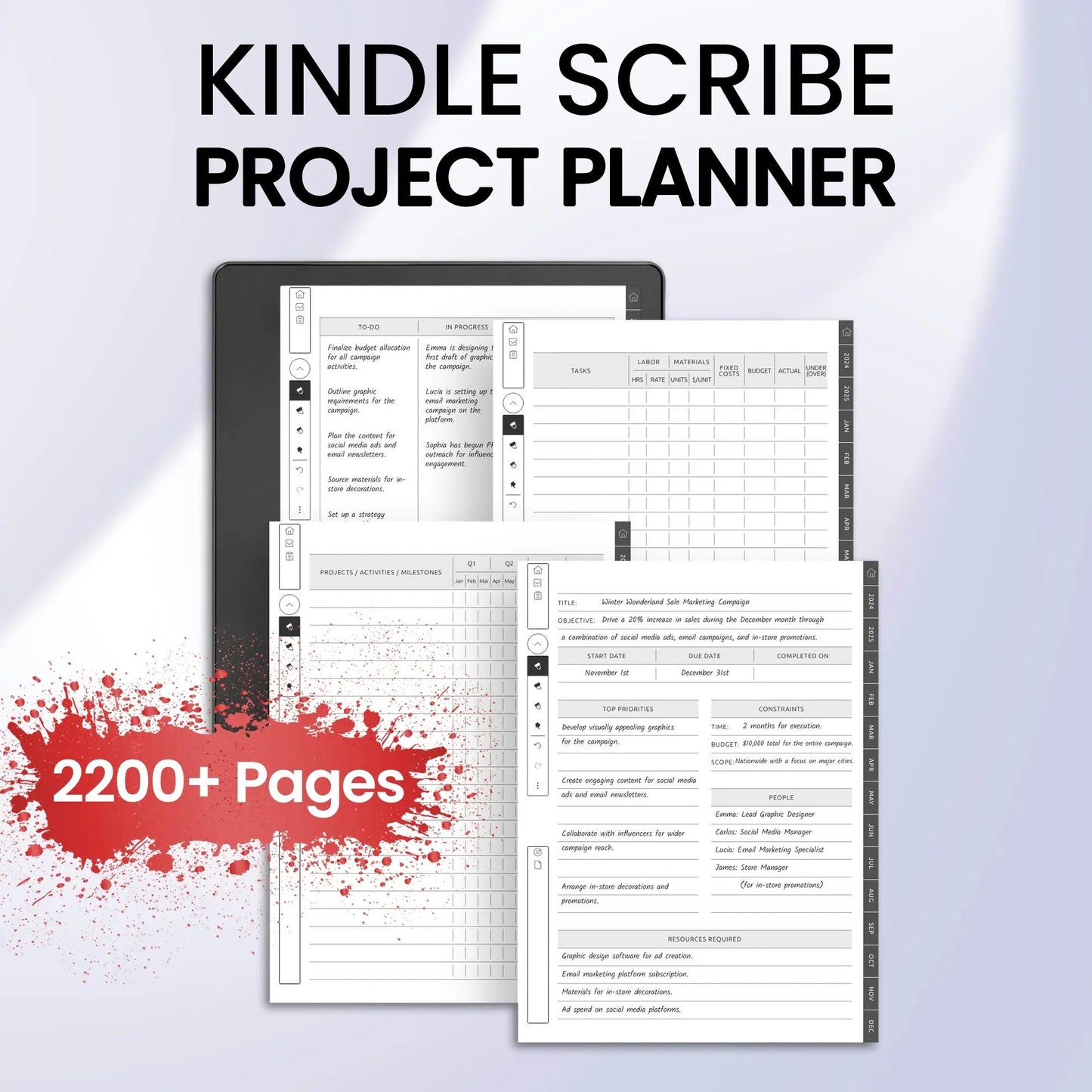 Kindle Scribe Project Planner Template CreativeRino