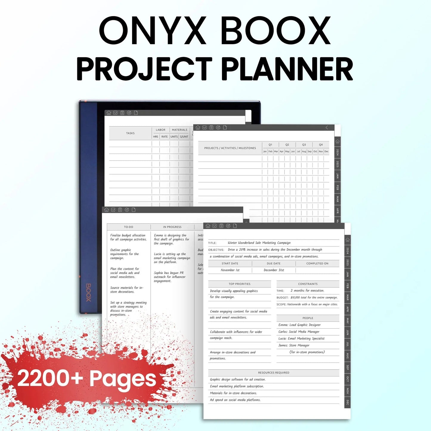 Onyx Boox Business & Budget Planners Template CreativeRino