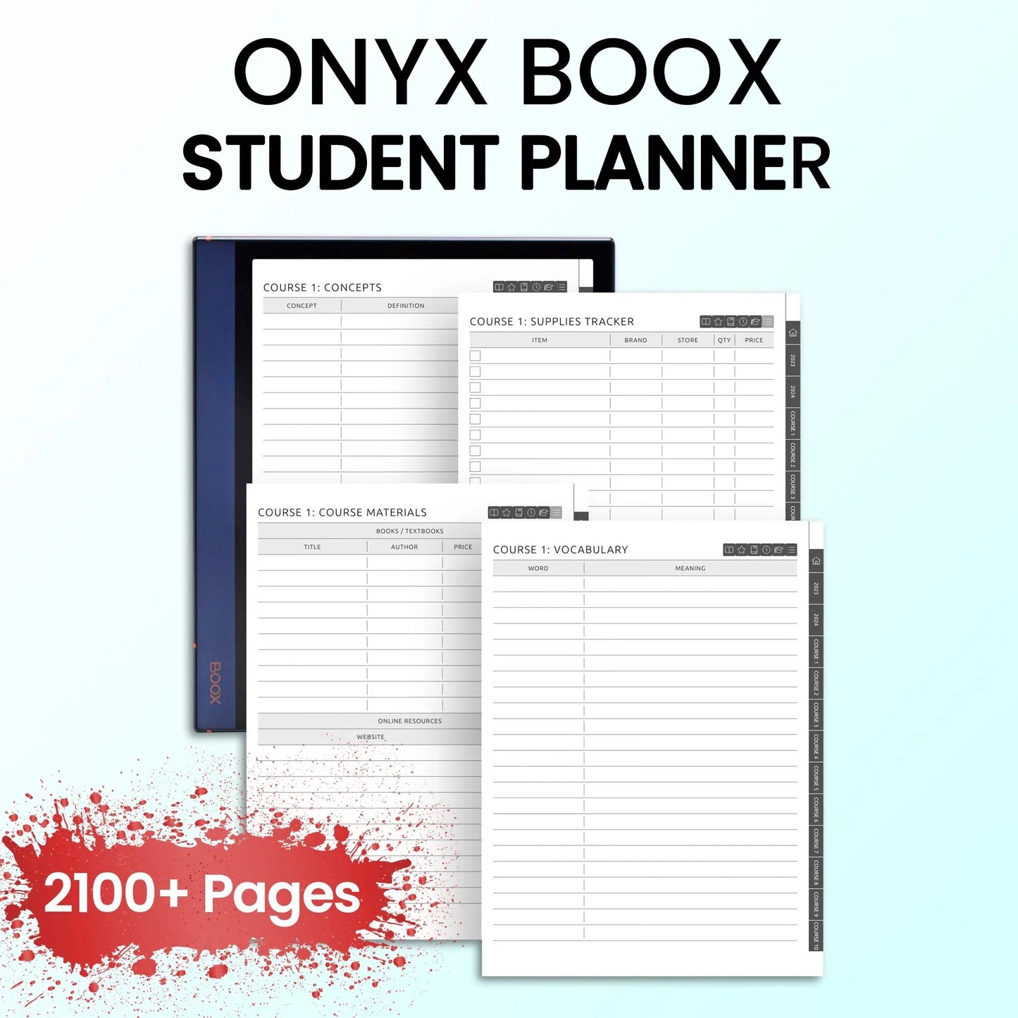 Onyx Boox Student Planners Template CreativeRino