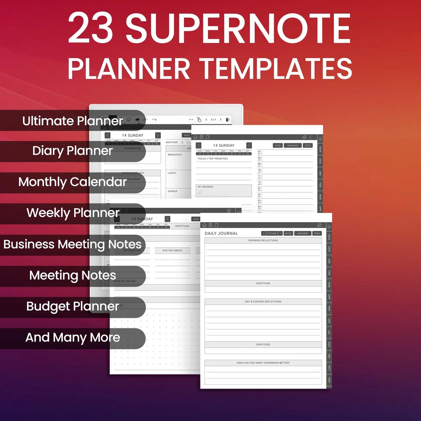 23 Supernote Planner Template Bundle CreativeRino