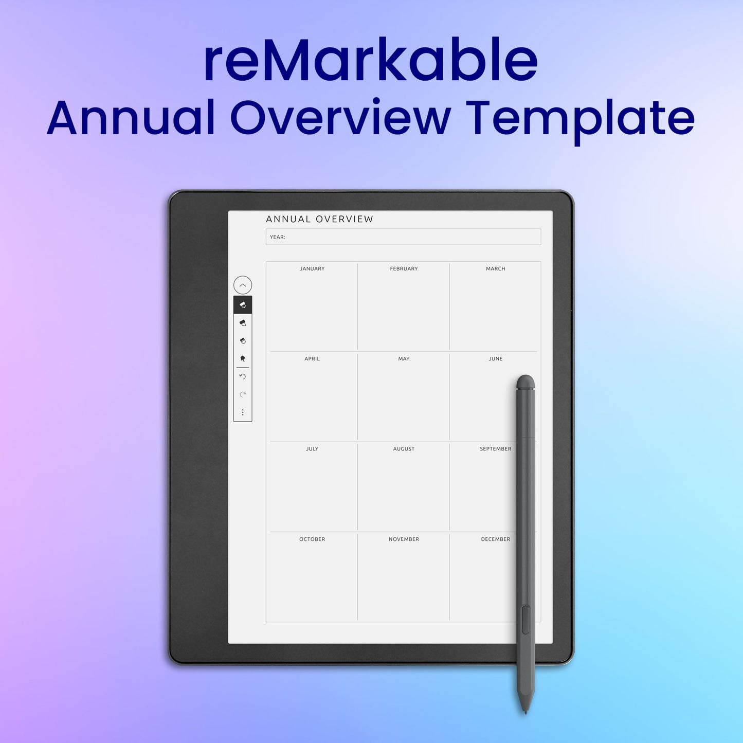 reMarkable 2 Annual Overview Planner Template My Store