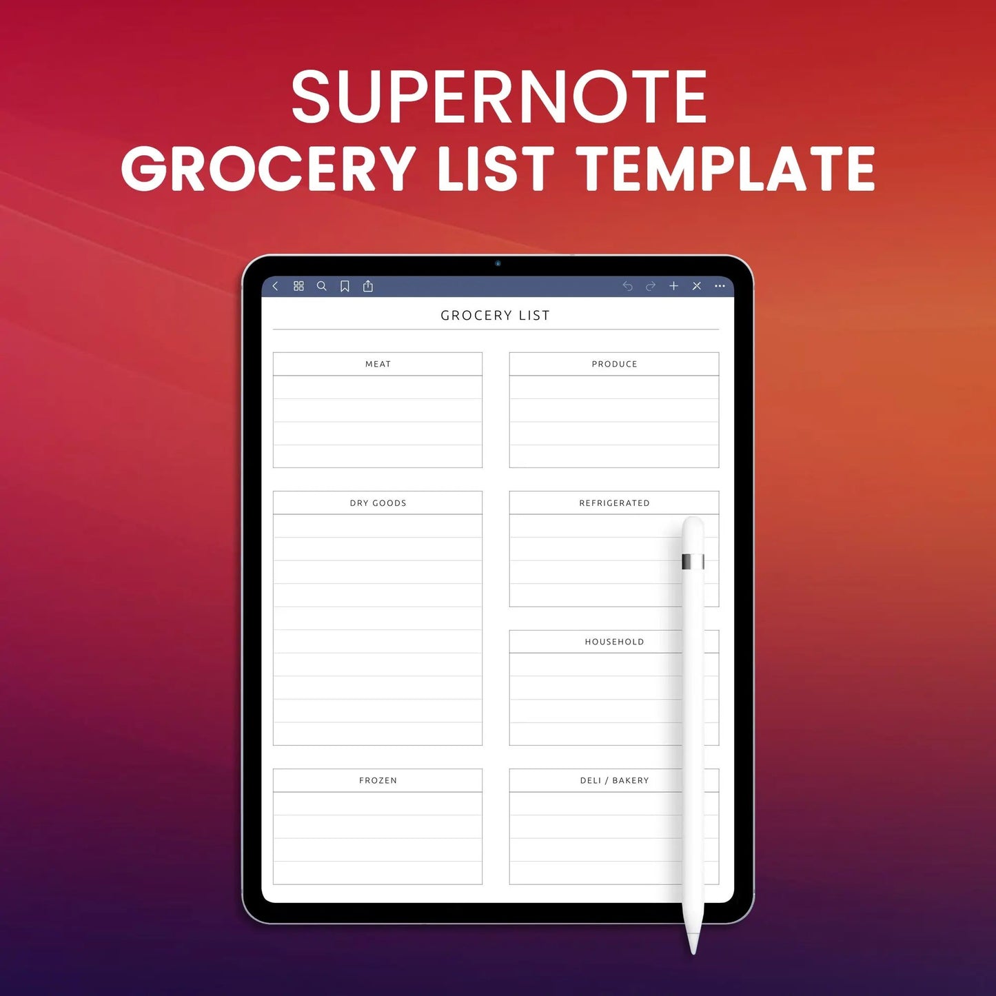 Supernote Grocery List Template Planner Template CreativeRino