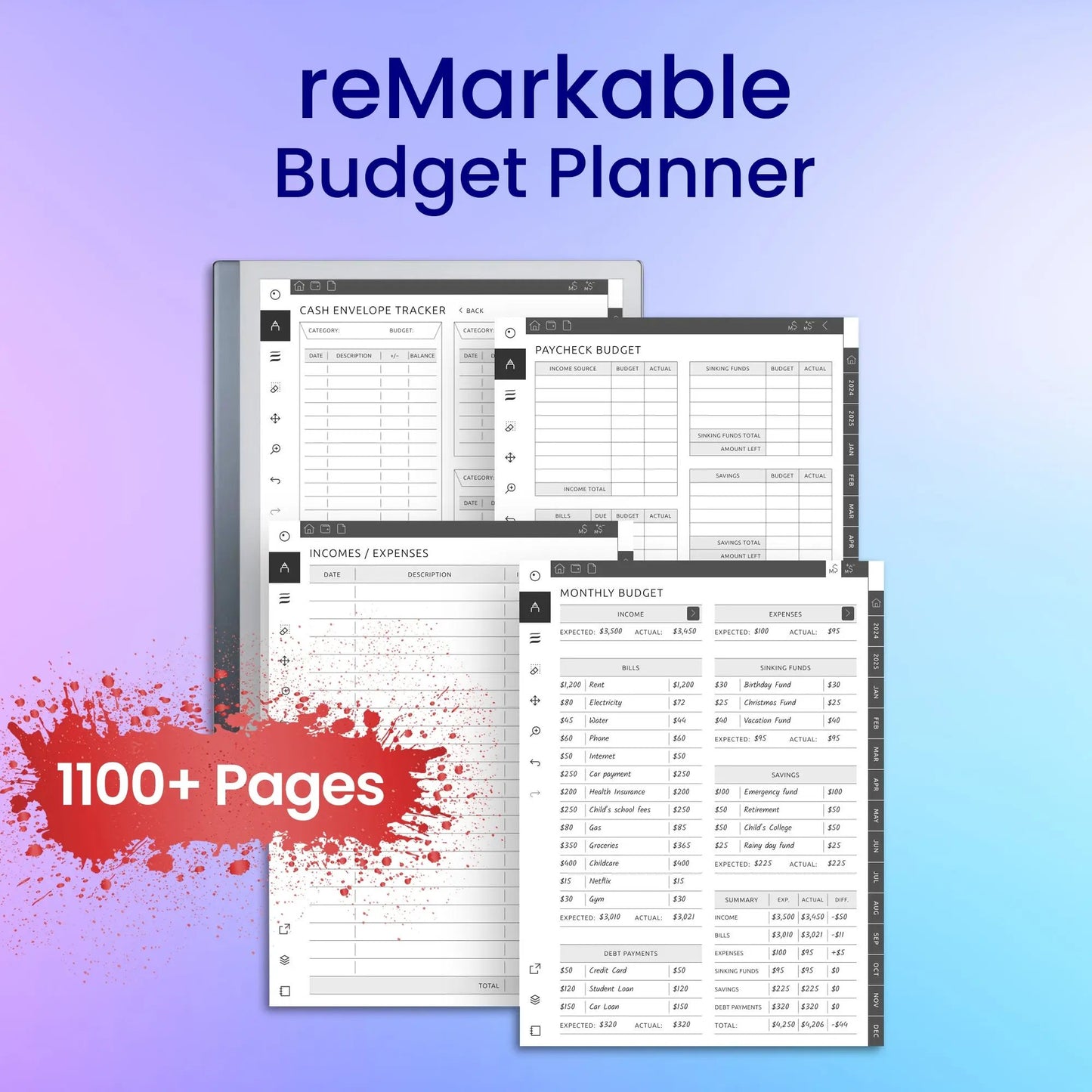 reMarkable 2 Budget Planner Template My Store