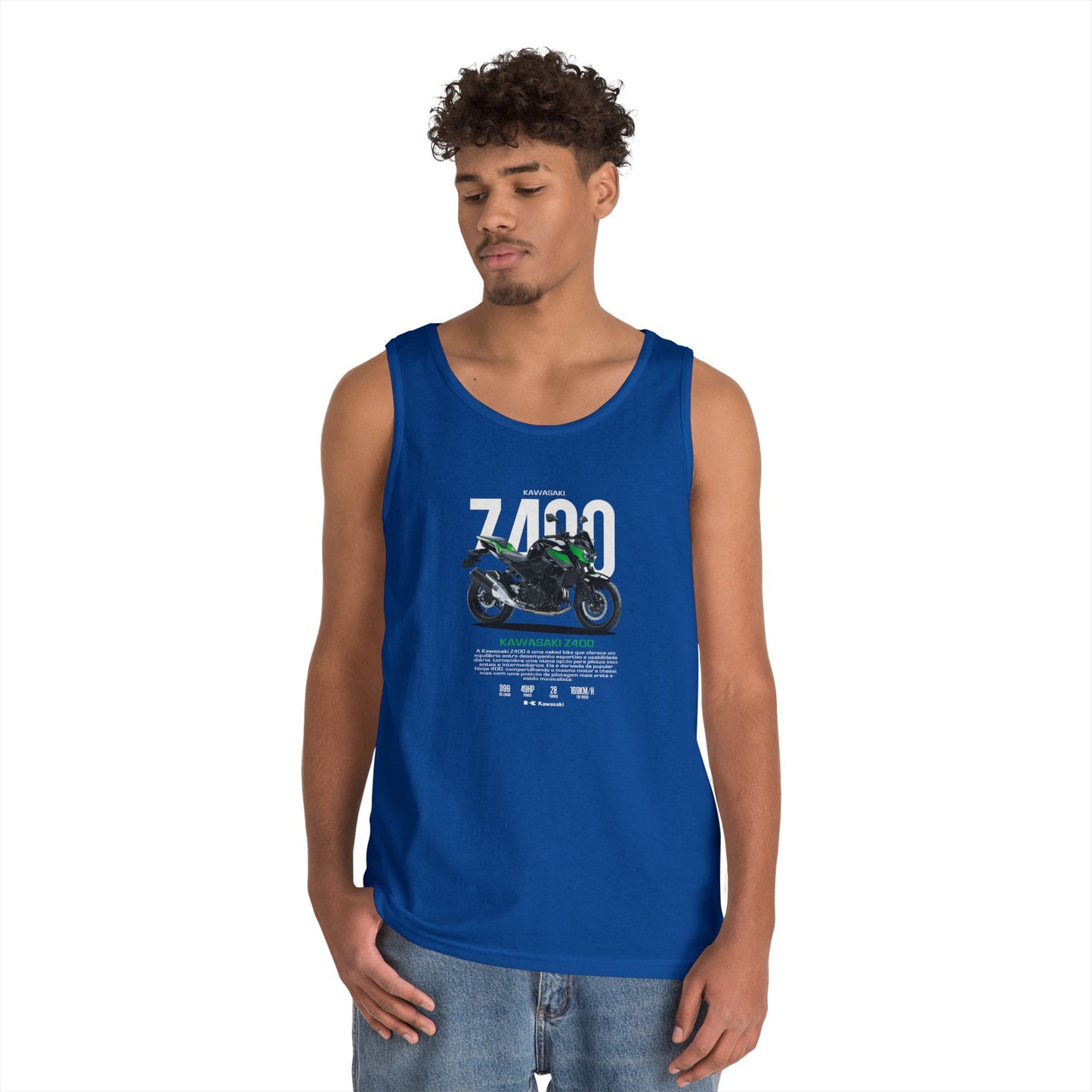 Kawasaki Z400 Unisex Heavy Cotton Tank Top - Perfect T-shirt for Motorbike Enthusiasts - CreativeRino
