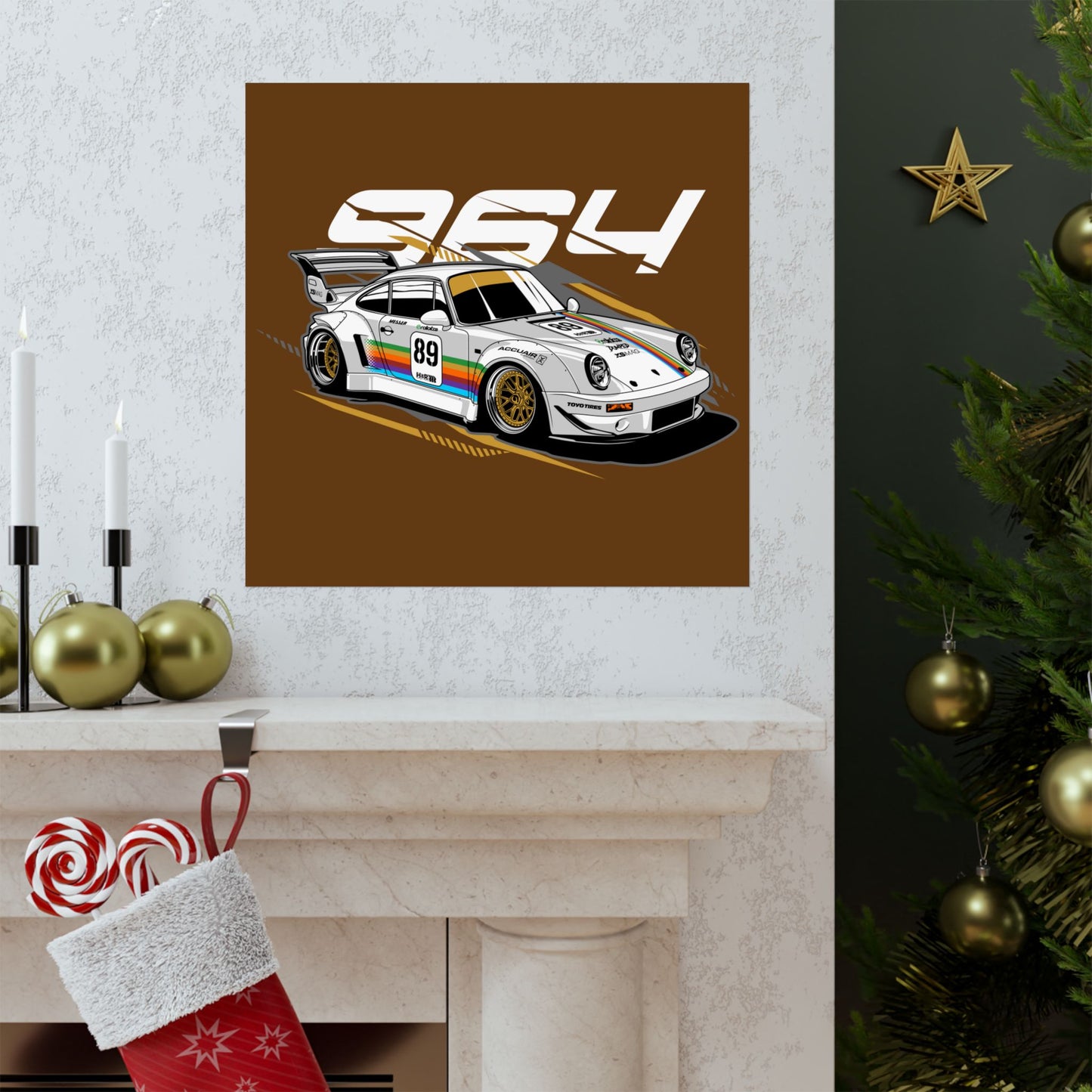 Porsche 964 Vintage Car Poster - Racing Art for Car Enthusiasts - CreativeRino