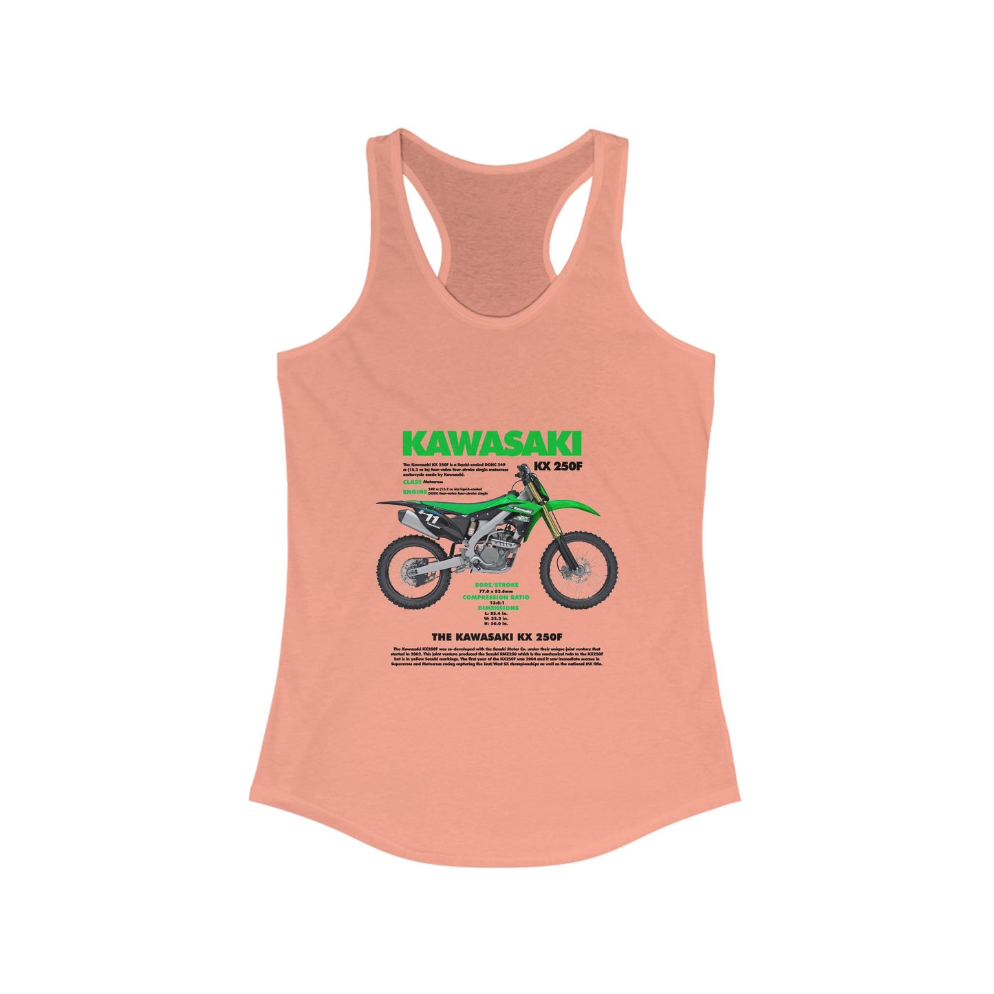Kawasaki KX250F Racerback Tank - Women's Ideal Fitness Top - CreativeRino