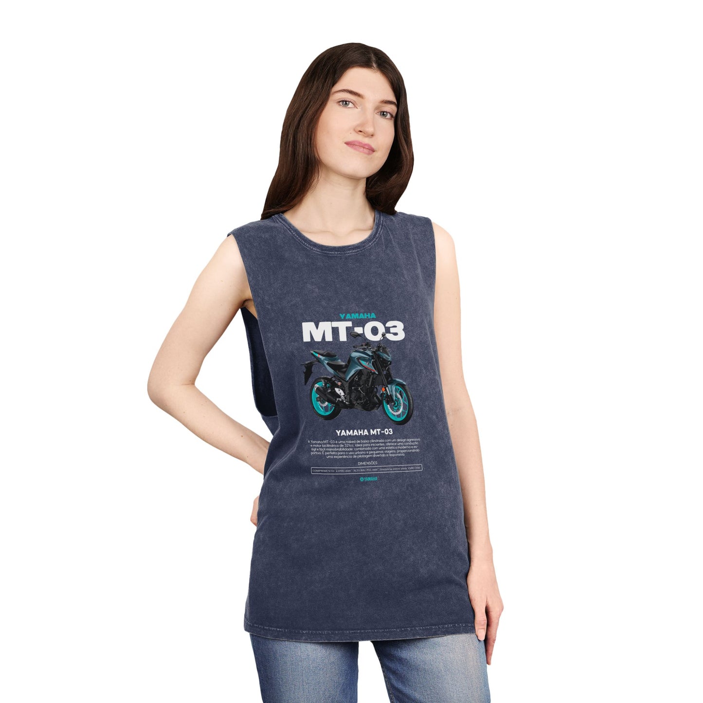 Yamaha MT-03 Unisex Stonewash Tank Top - Perfect T-shirt for Motorcycle Enthusiasts - CreativeRino