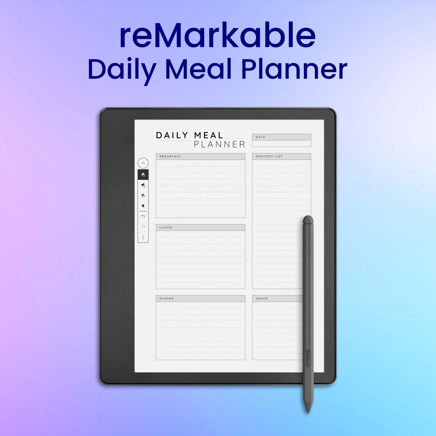 reMarkable 2 Daily Meal Planner Template My Store