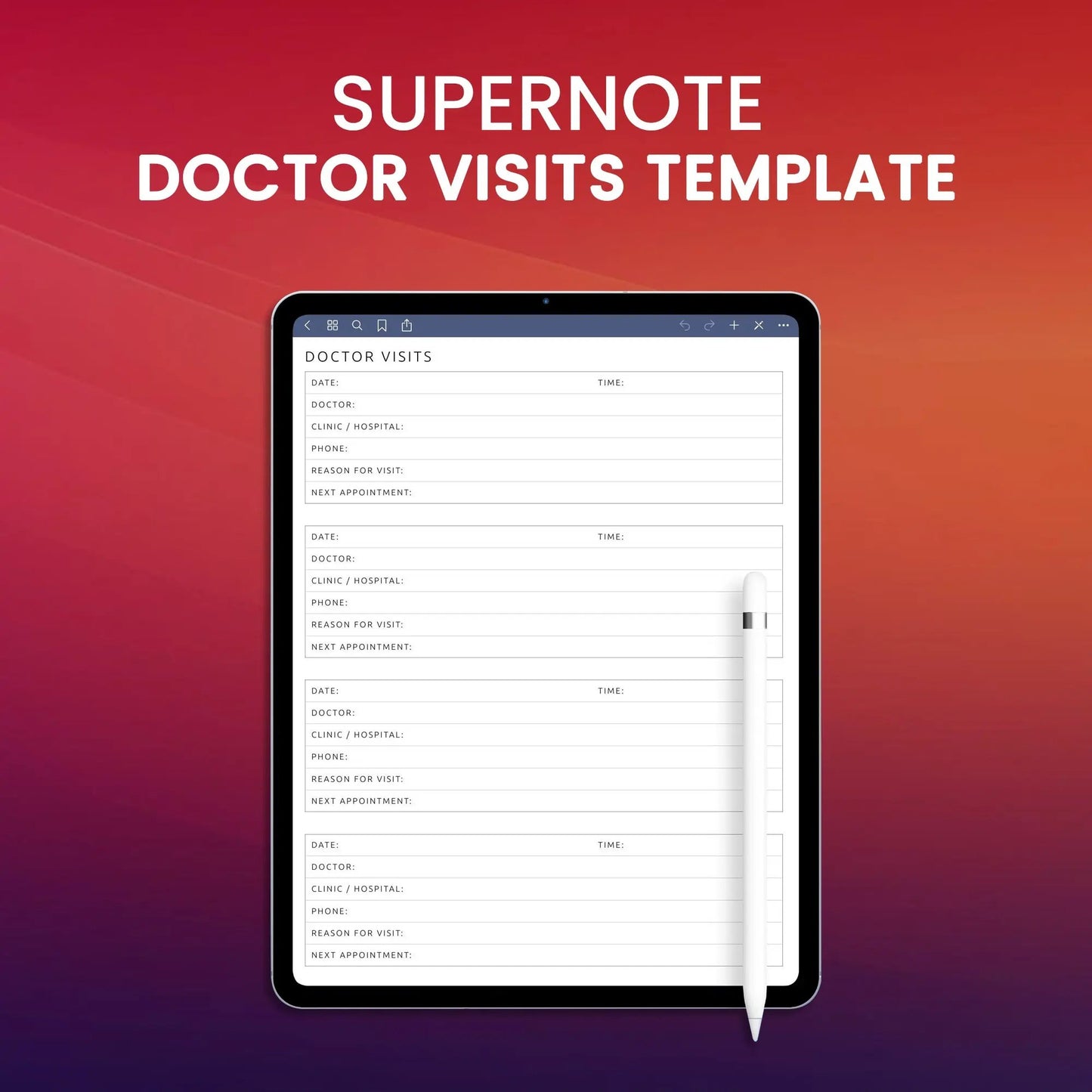 Supernote Doctor Visits Template Planner Template CreativeRino