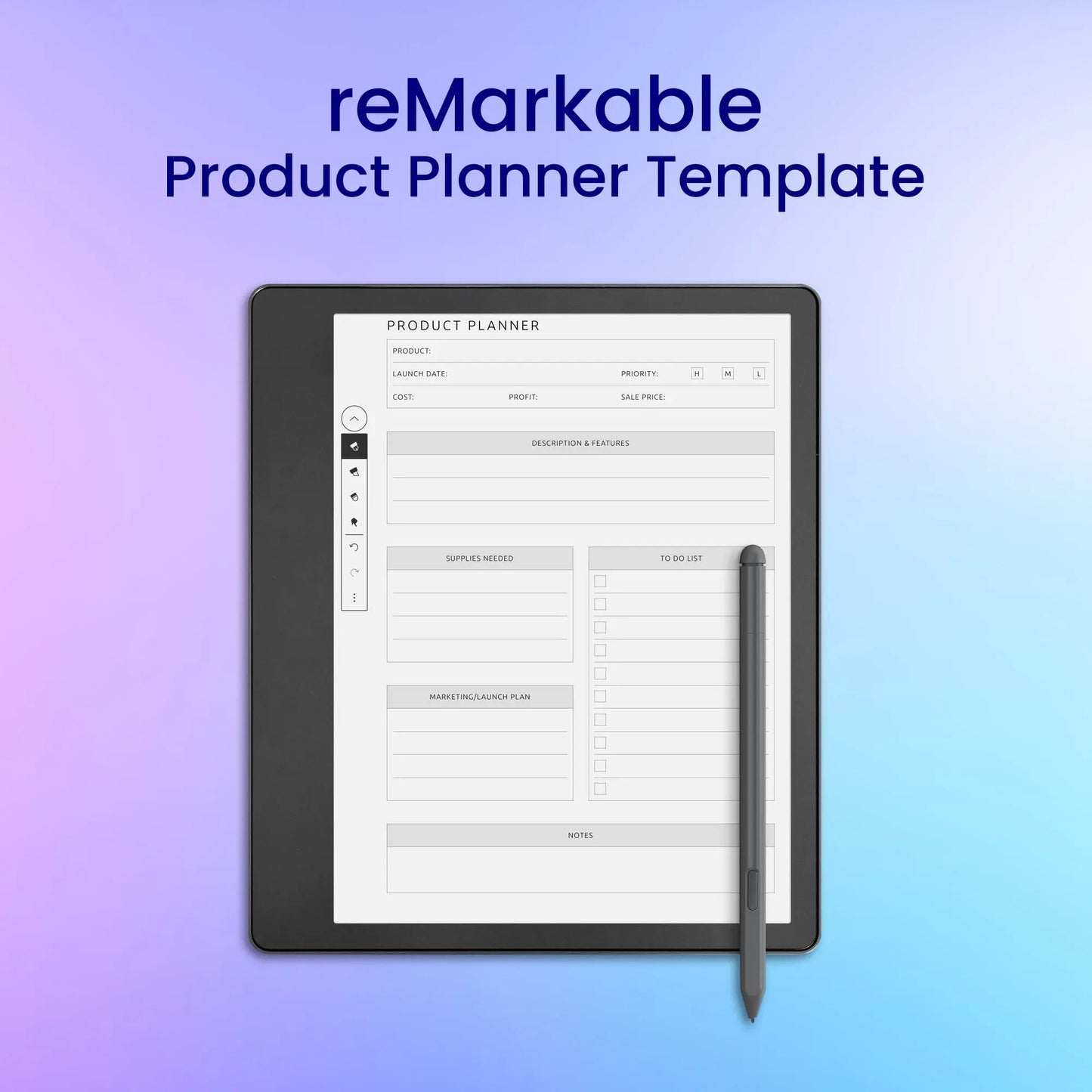 reMarkable 2 Product Planner Template My Store