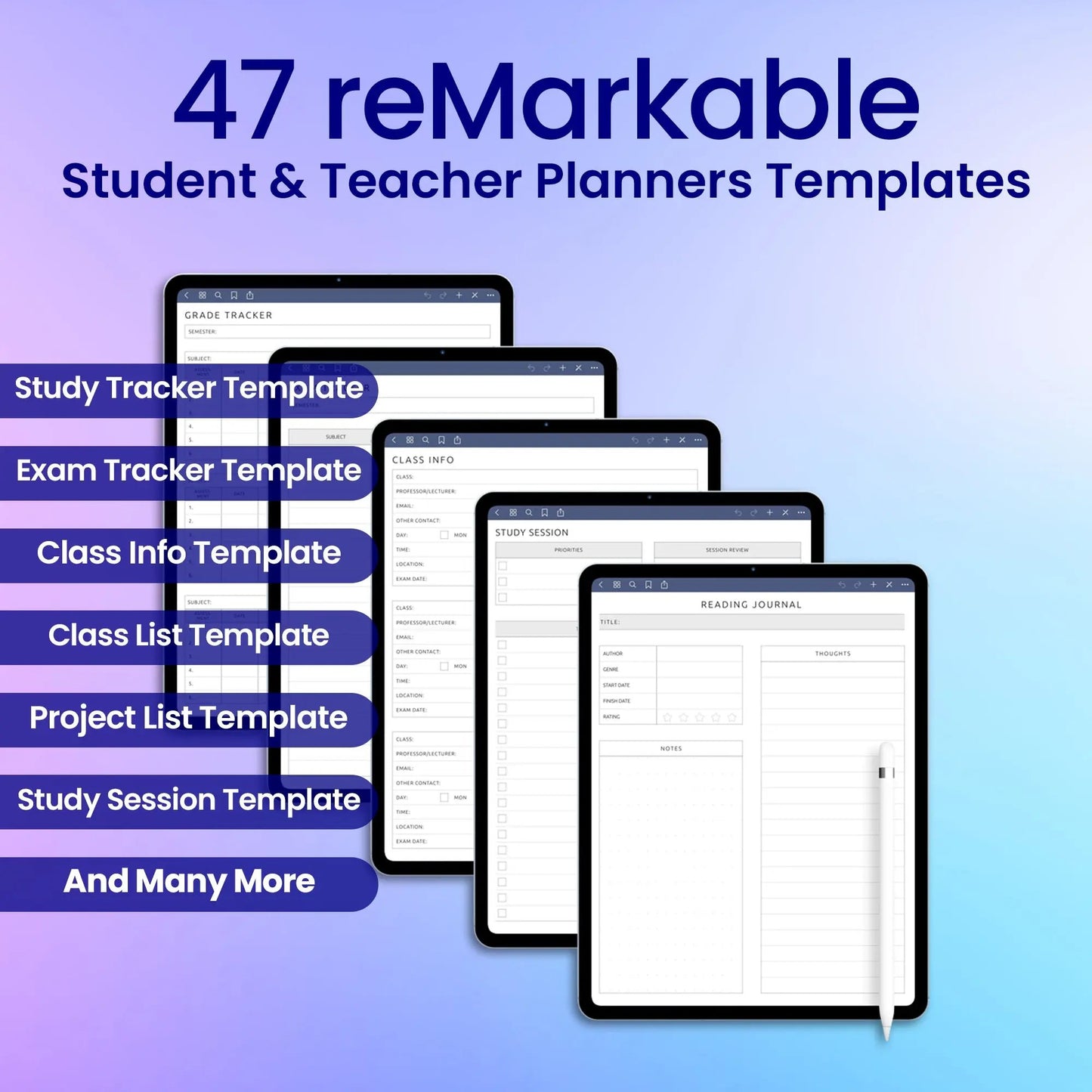 47 reMarkable 2 Student & Teacher Planners Template Bundle My Store