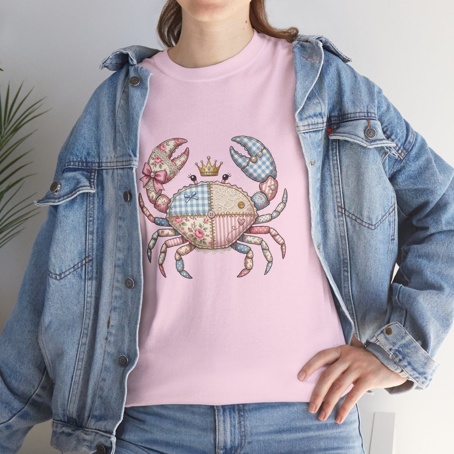 Patchwork Crab T-Shirt — Cute Coastal Animal Tee for Beach Lovers Printify