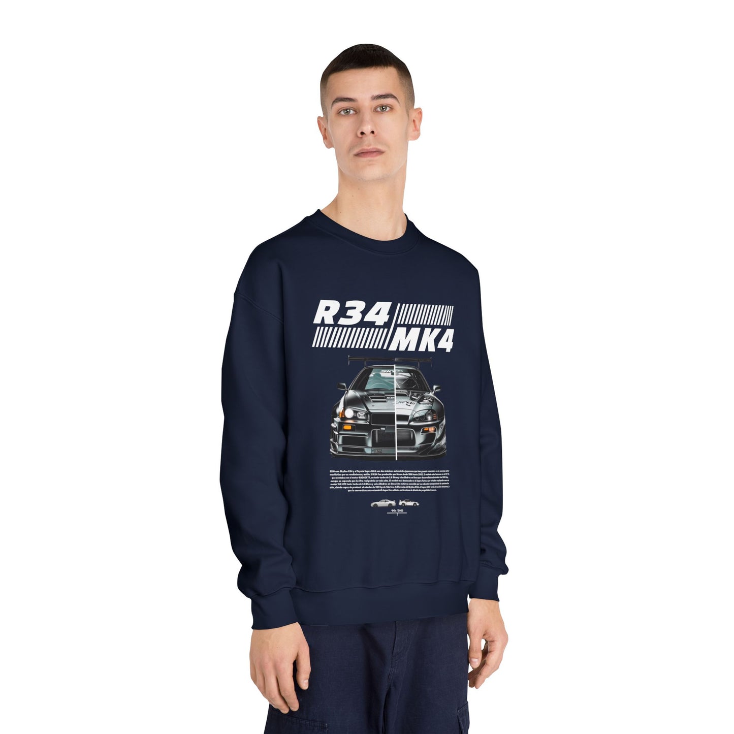 R34 MK4 Unisex DryBlend® Crewneck Sweatshirt - Perfect T-shirt for Car Enthusiasts and Casual Style - CreativeRino