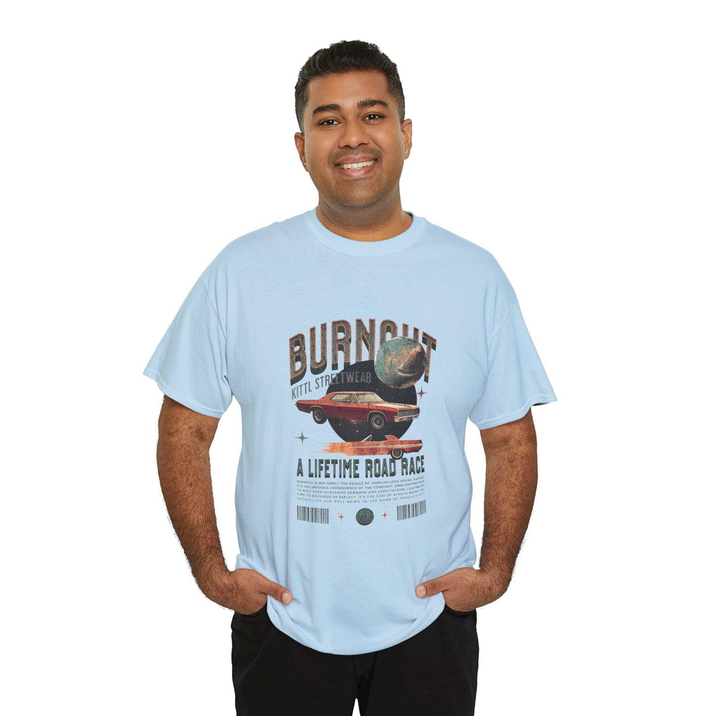 Burnout Road Race Unisex Heavy Cotton Tee - Vintage Graphic T-Shirt for Car Enthusiasts - CreativeRino