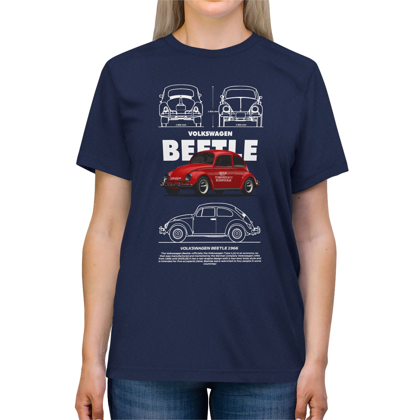 Volkswagen Beetle Unisex Triblend Tee - Vintage Car Graphic T-Shirt - CreativeRino