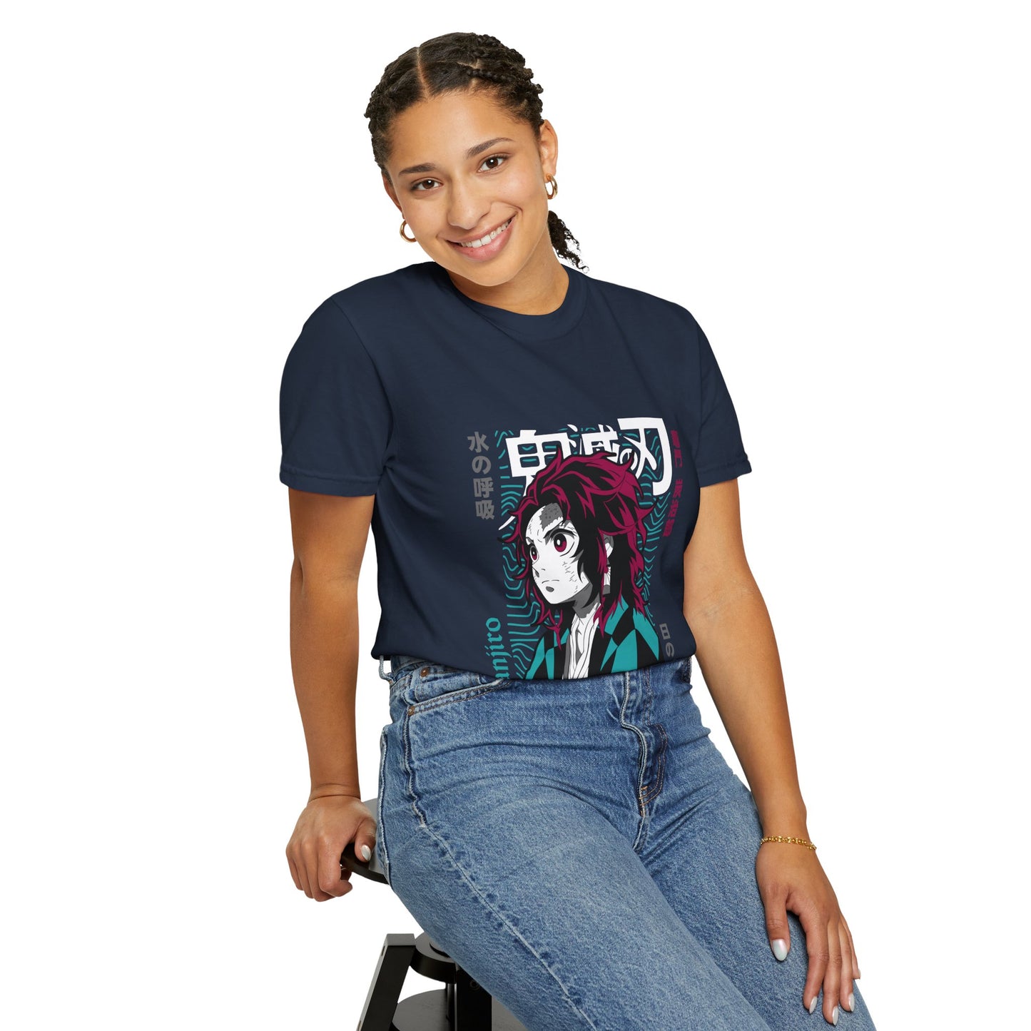 Demon Slayer Unisex Garment-Dyed T-Shirt - Tanjiro Design - CreativeRino