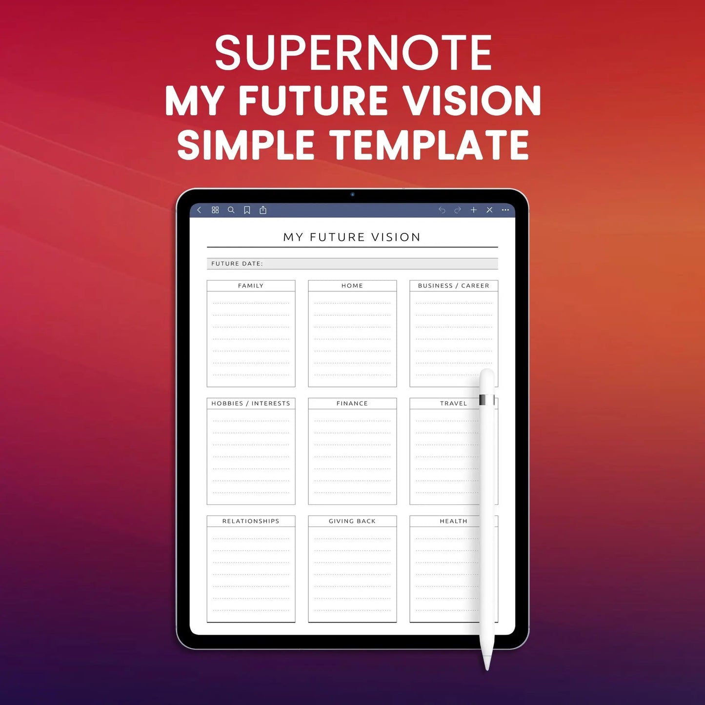 Supernote My Future Vision Simple Template Planner Template CreativeRino
