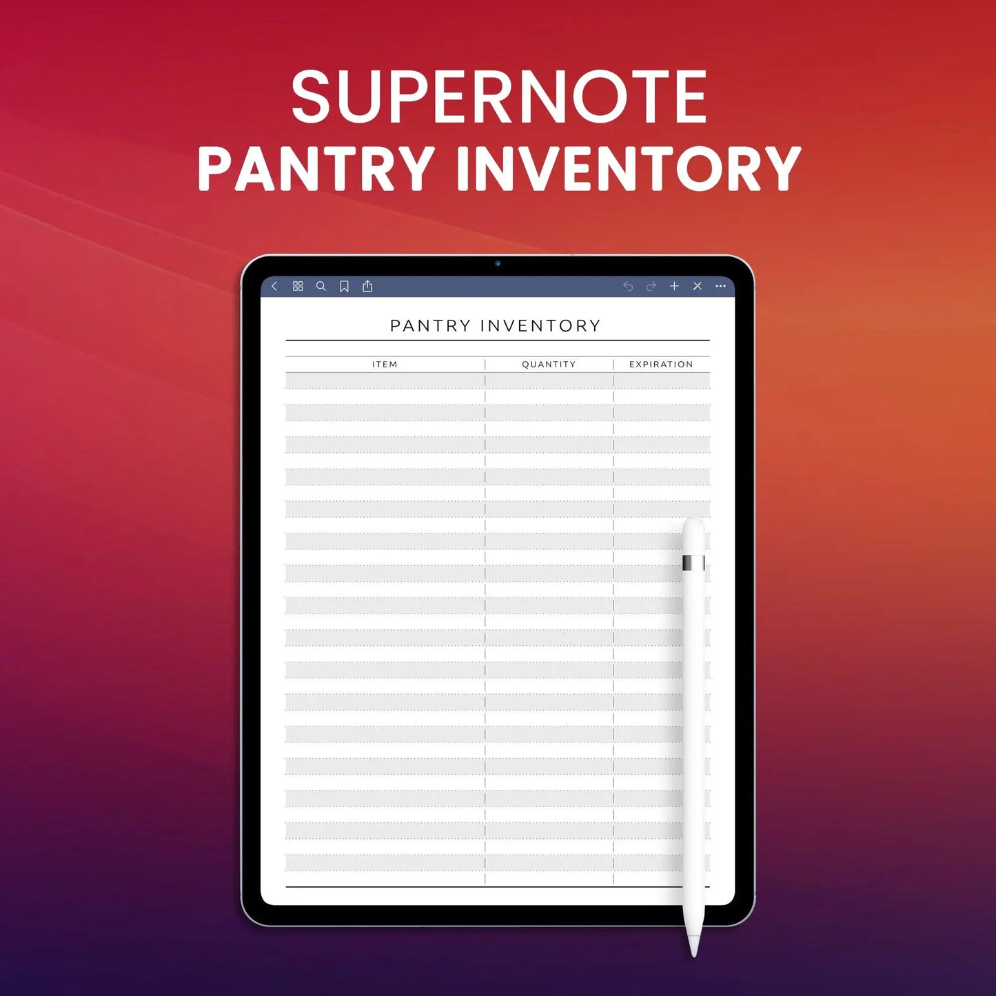 Supernote Pantry Inventory Planner Template CreativeRino
