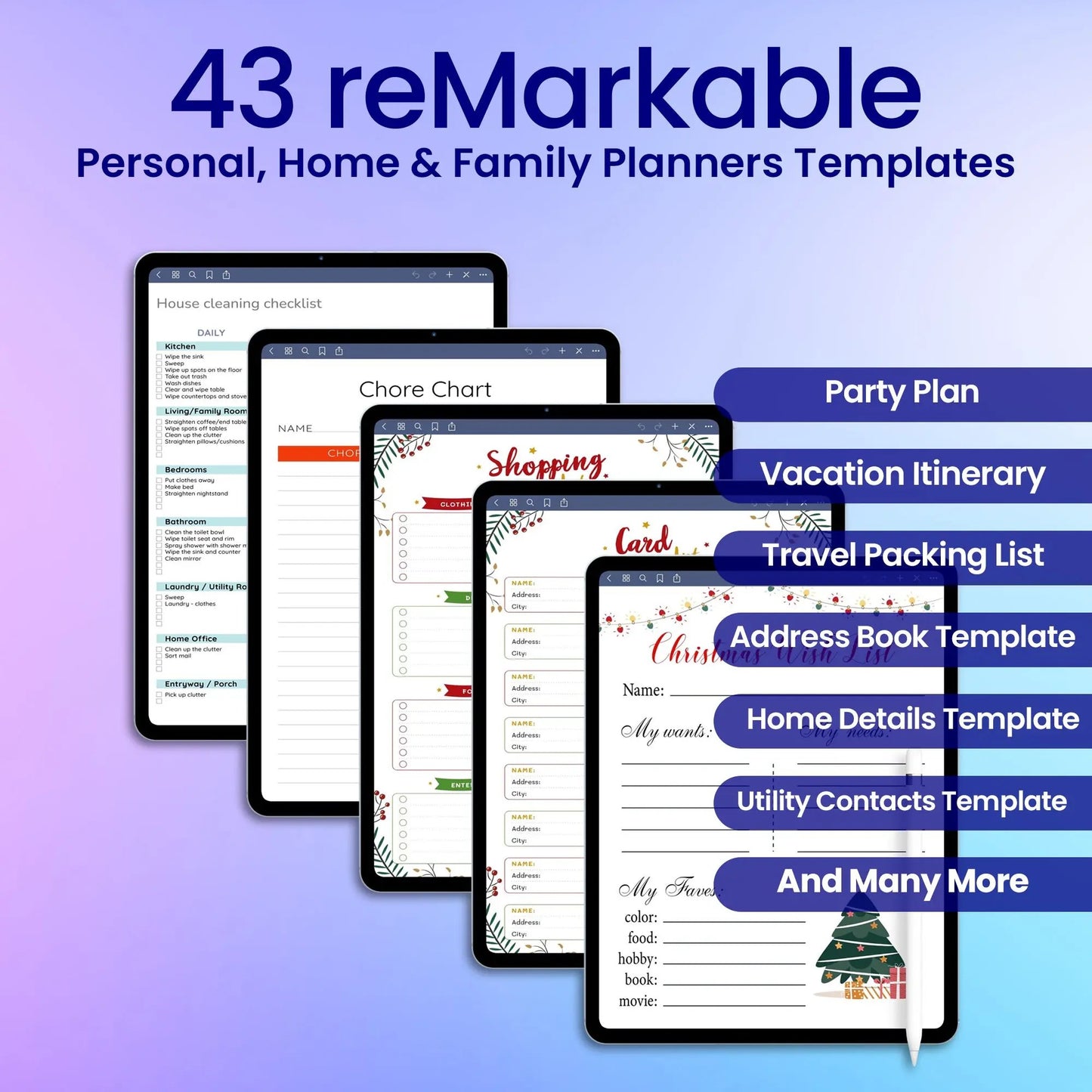 43 reMarkable 2 Personal, Home & Family Planners Template Bundle My Store