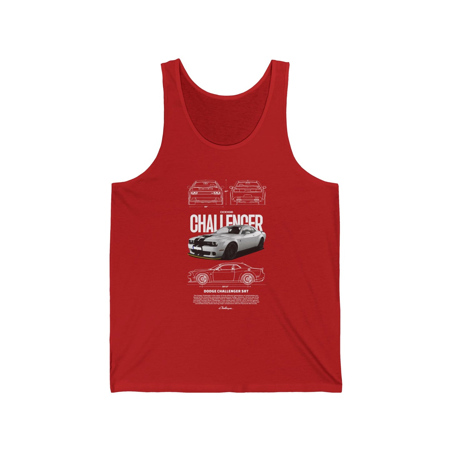 Dodge Challenger Unisex Jersey Tank - Classic Muscle Car Apparel - CreativeRino