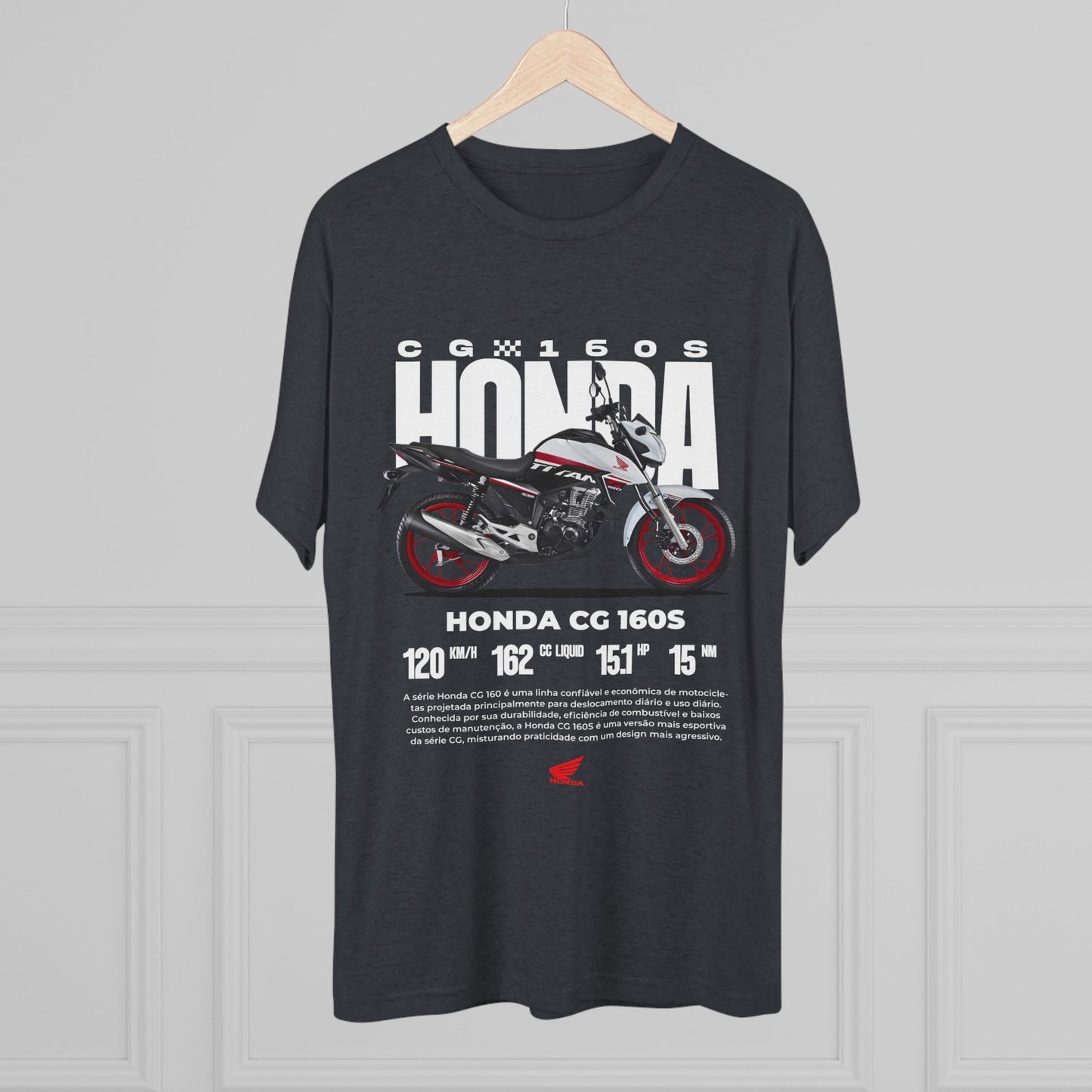 Honda CG 160S Unisex Tri-Blend Crew Tee - Perfect T-shirt for Motorcycle Enthusiasts - CreativeRino