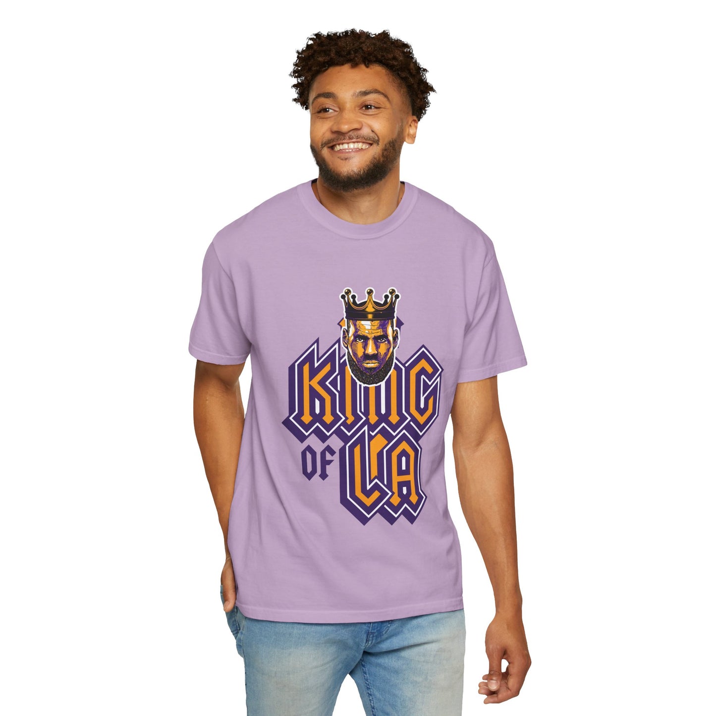 King of LA Graphic Unisex Garment-Dyed T-Shirt Lebron James Tee - CreativeRino