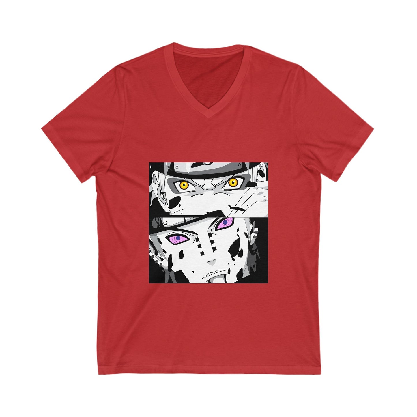 Naruto Inspired V-Neck Tee for Fans - Anime T-shirt Design - CreativeRino
