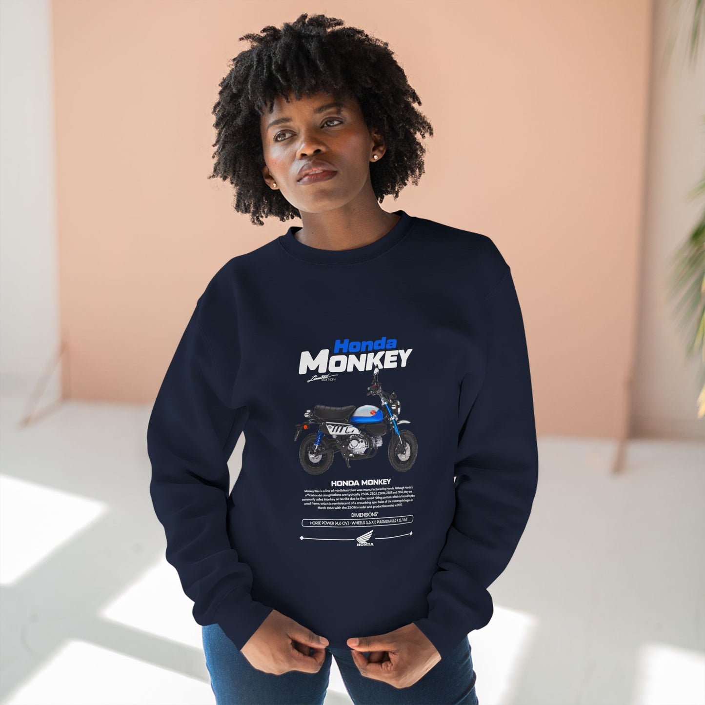 Honda Monkey Unisex Crewneck Sweatshirt - Vintage Motorcycle Design - CreativeRino