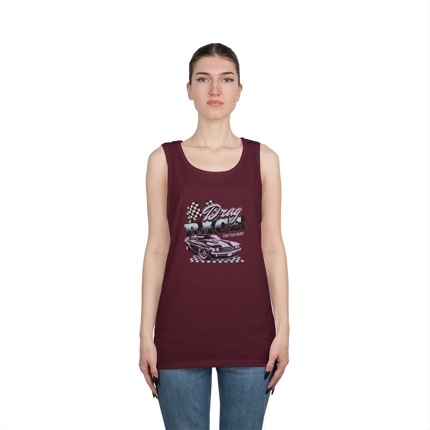 Drag Race Unisex Heavy Cotton Tank Top – Perfect T-shirt for Car Enthusiasts - CreativeRino