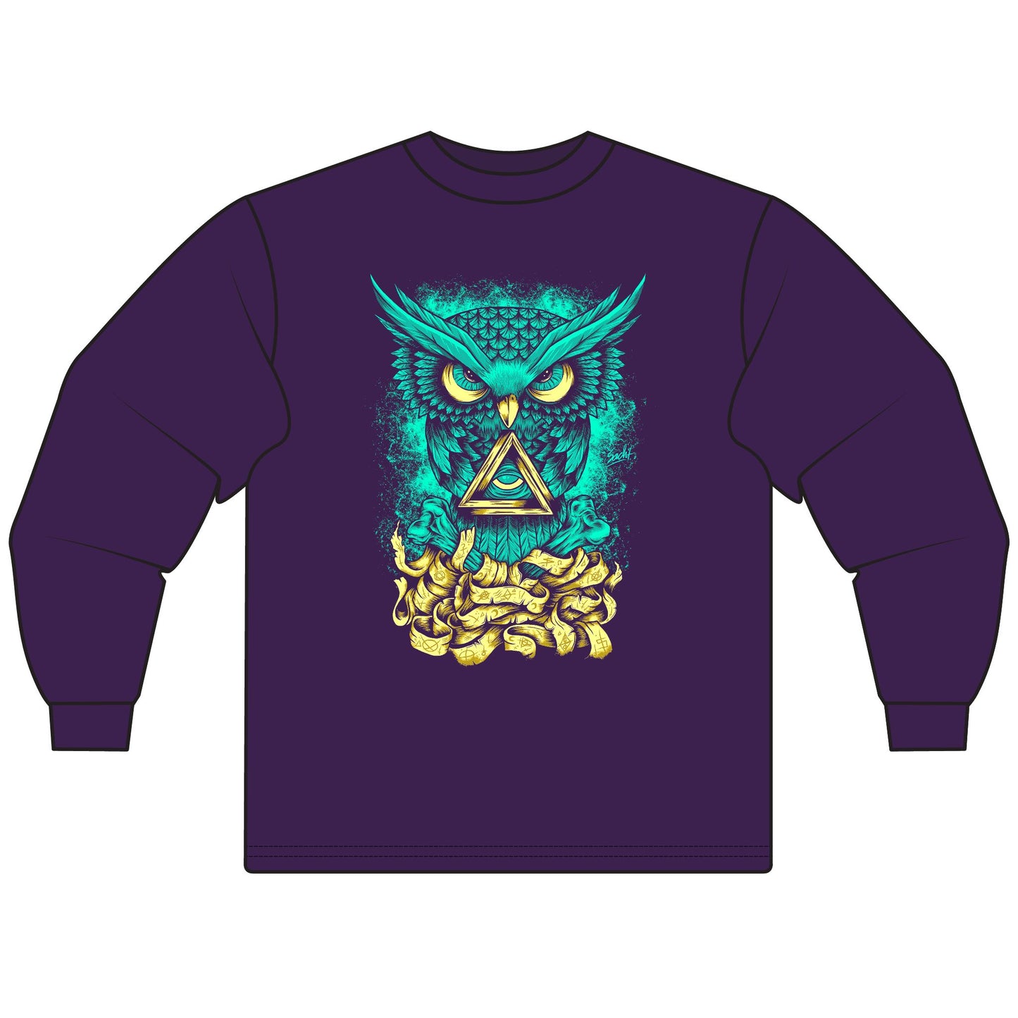 Mystical Owl Graphic Unisex Long Sleeve T-Shirt - Perfect for Fall and Halloween - CreativeRino