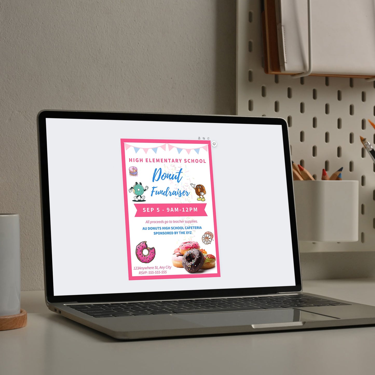 Donut Fundraiser Flyer Template CreativeRino