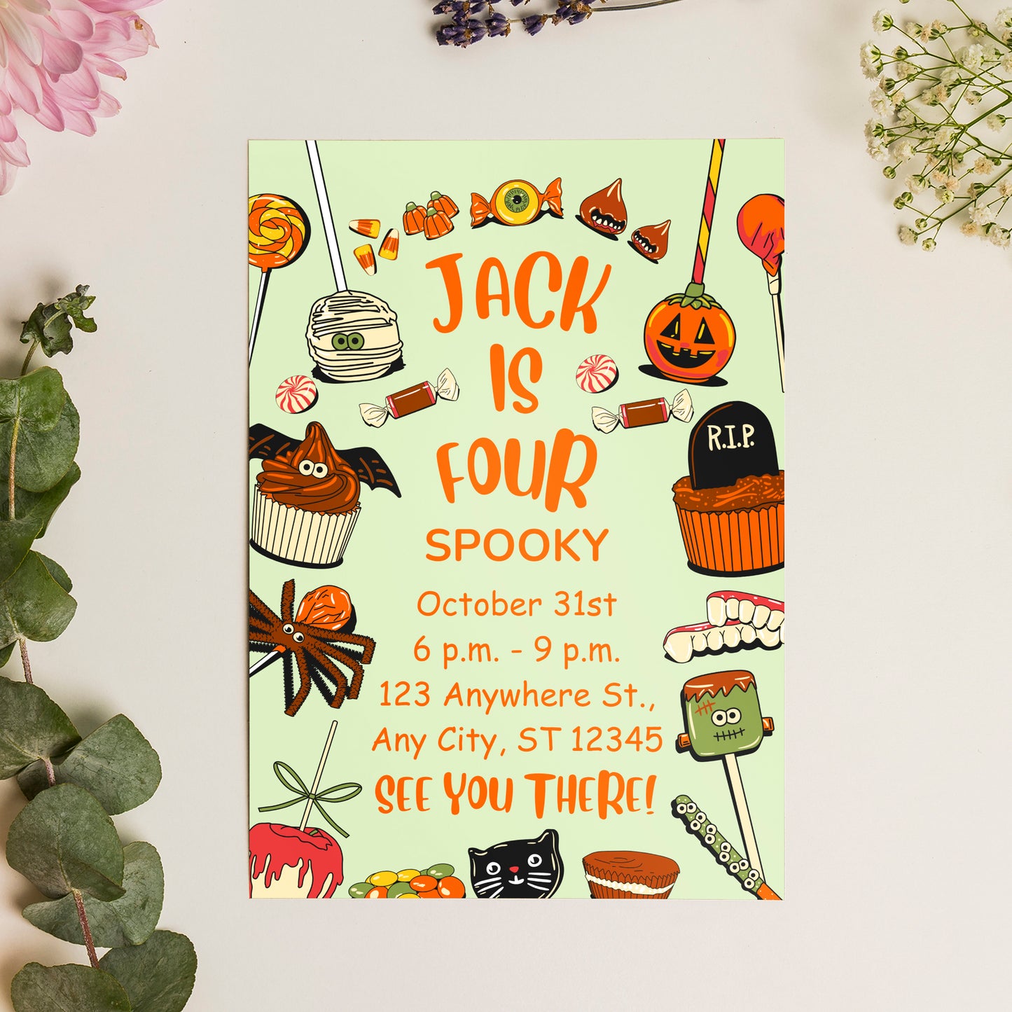 Spooky Halloween Birthday Invitation Template - CreativeRino