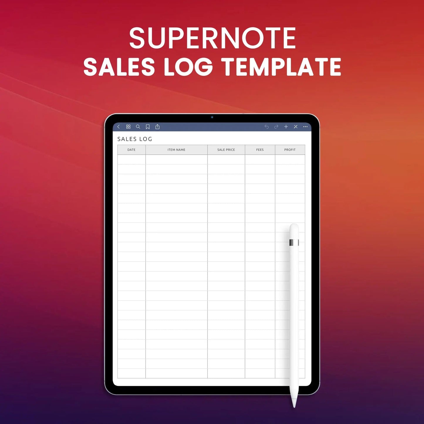 Supernote Sales Log Template Planner Template CreativeRino