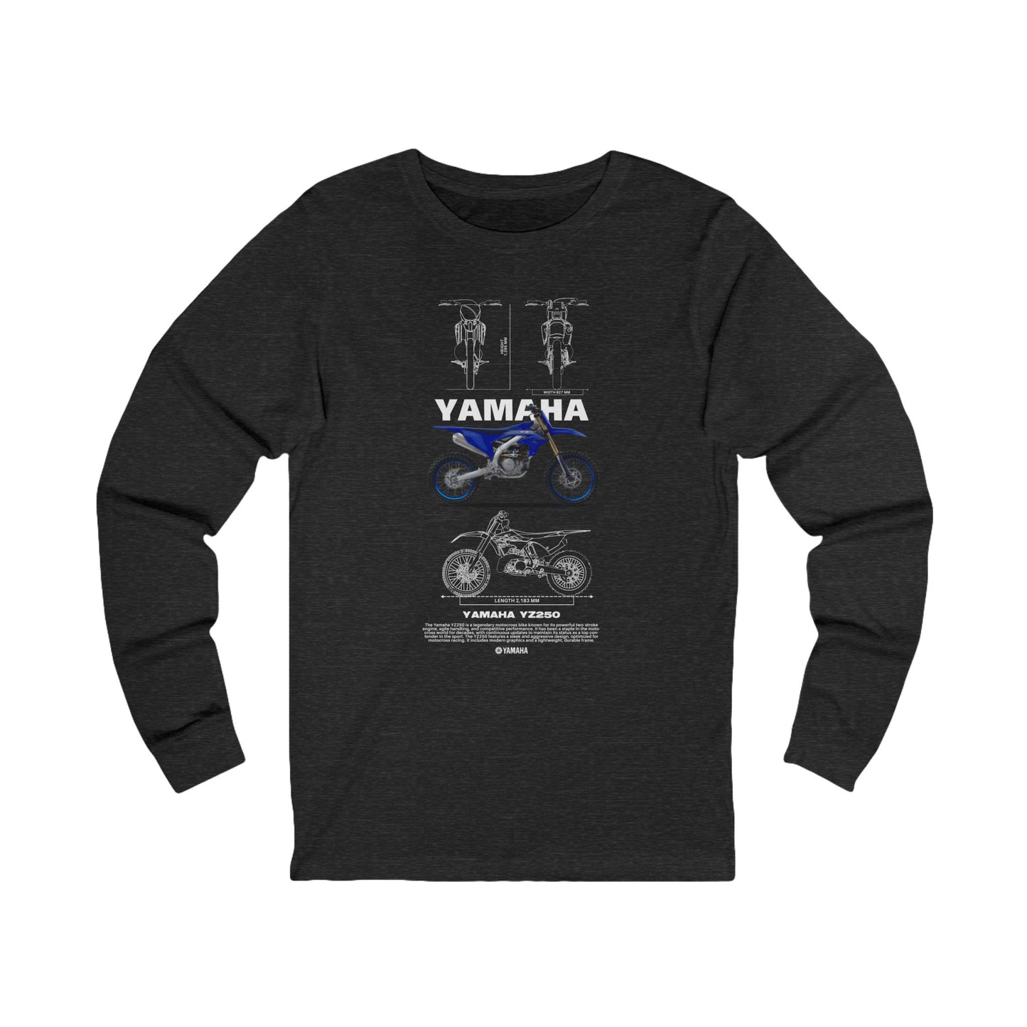 Yamaha YZ250 Motorcycle Long Sleeve Tee - Unisex Casual Apparel - CreativeRino