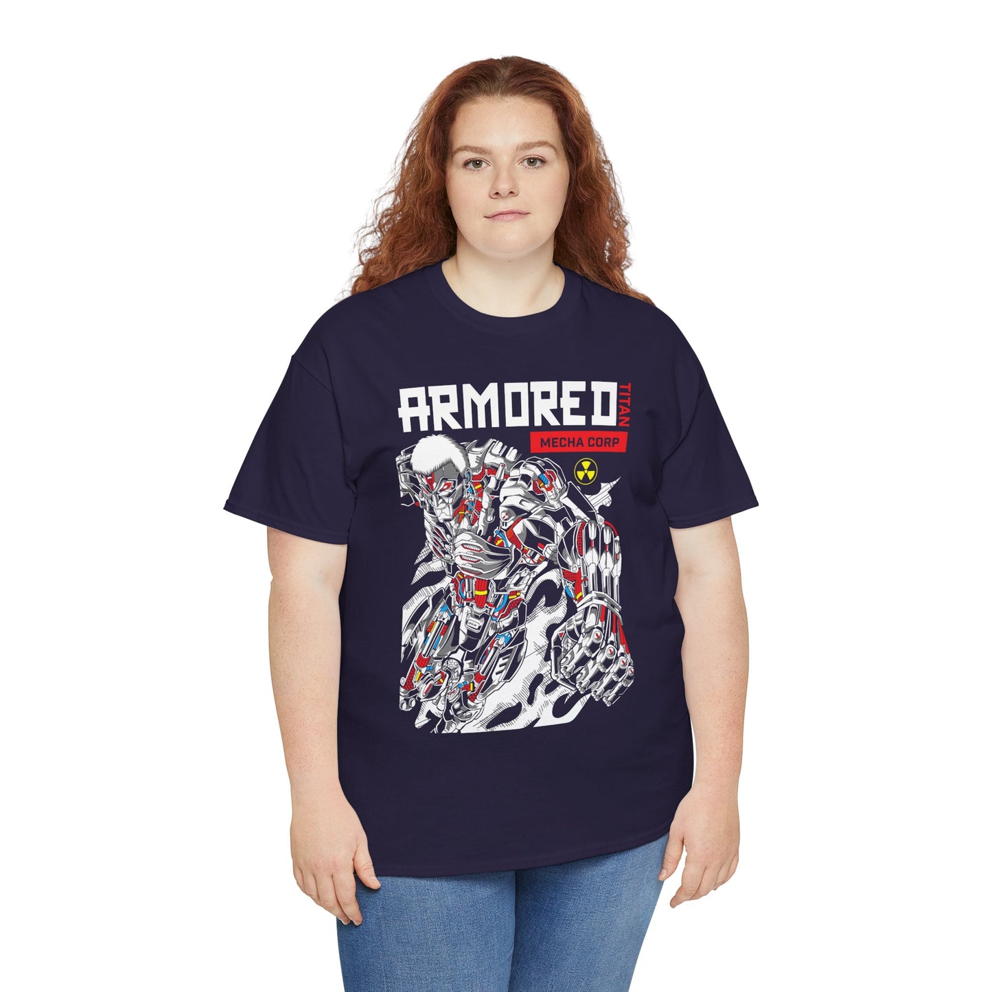 Armored Mecha Corp Heavy Cotton Tee - Unisex Graphic Attack on Titan Tshirt for Sci-Fi Fans | Anime Graphic T-shirt - CreativeRino