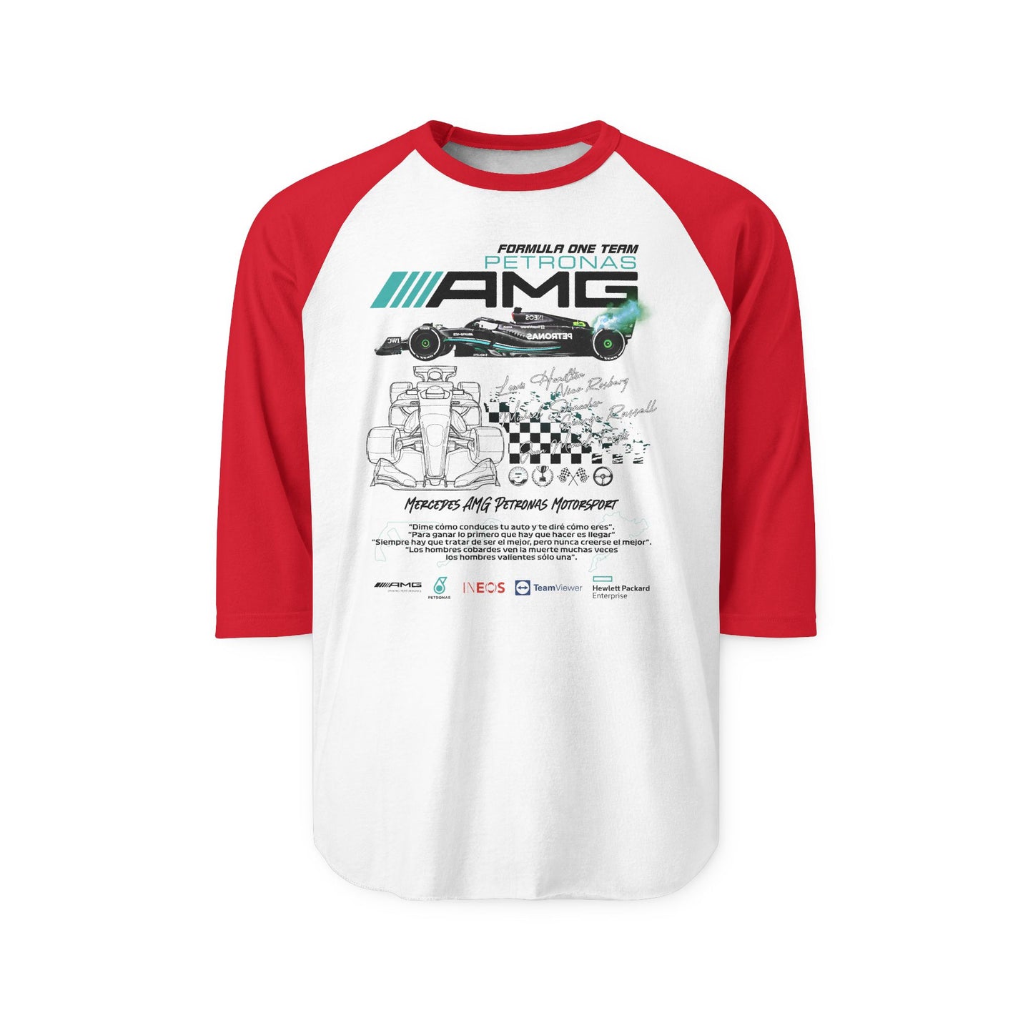 Formula F1 AMG Unisex Three-Quarter Sleeve Raglan T-shirt - CreativeRino