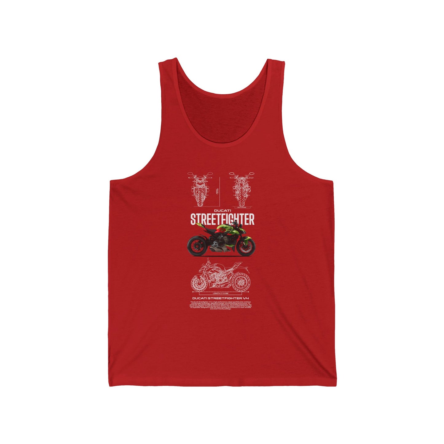 Ducati Streetfighter V4 Unisex Jersey Tank - Cool Motorcycle Graphic Tank Top - CreativeRino
