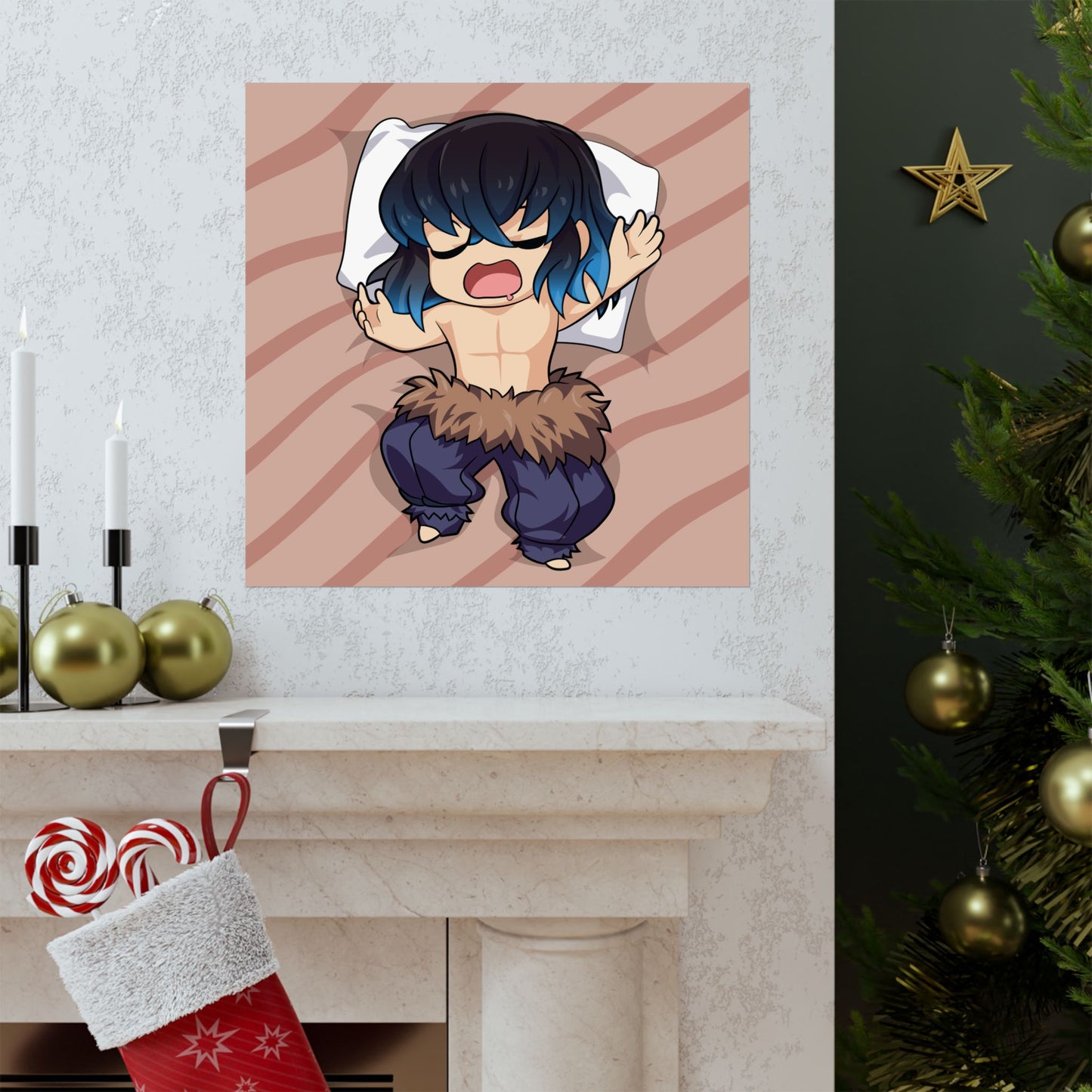 Cute Anime Character Matte Poster - Cozy & Playful Wall Art for Demon Slayer Lovers - CreativeRino