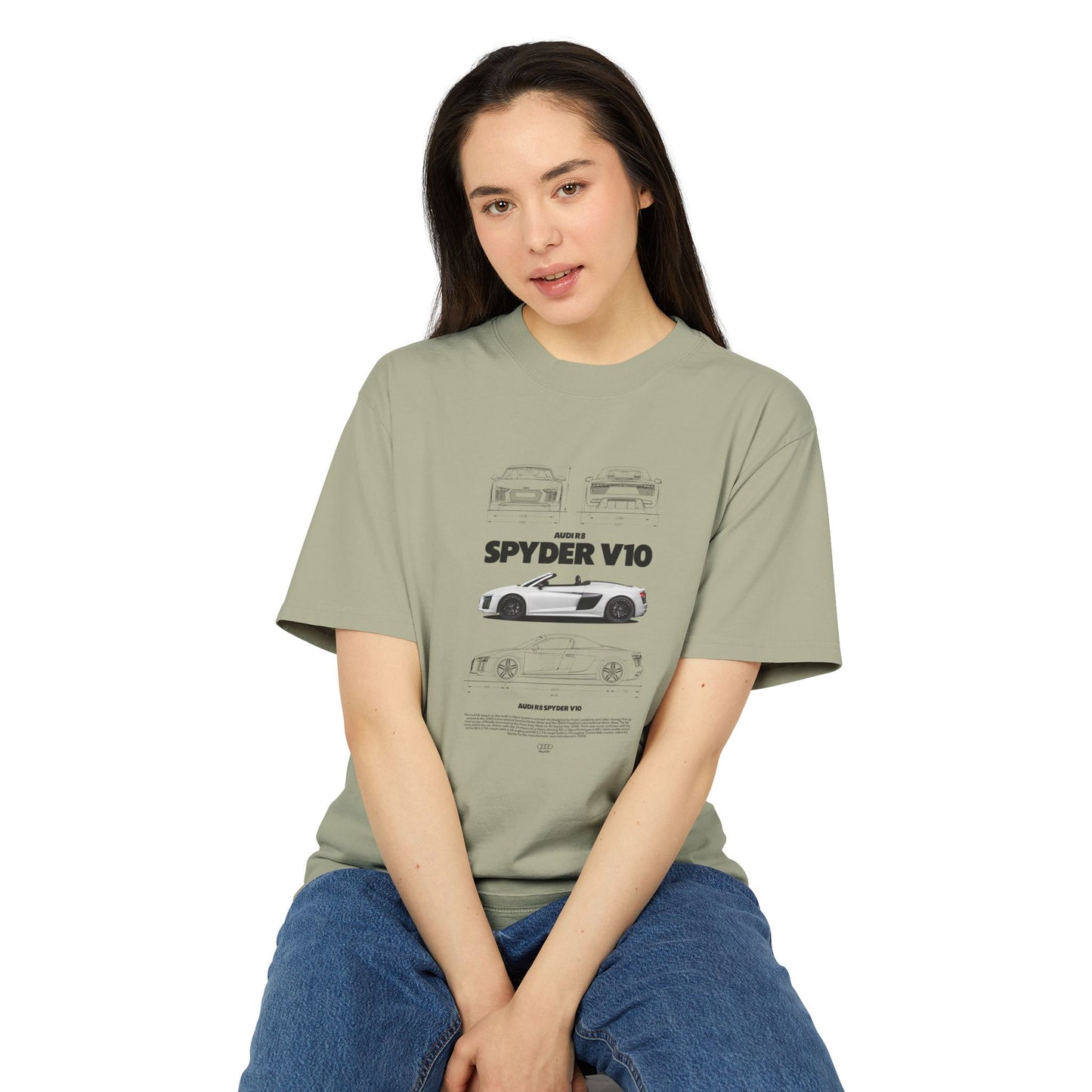 Audi R8 Spyder V10 Unisex Heavy Faded Tee - Car Graphic T-Shirt for Car Enthusiasts - CreativeRino