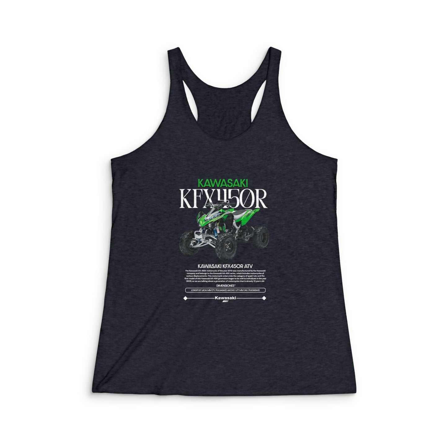 Kawasaki KFX50R Women's Tri-Blend Racerback Tank - Perfect for Off-Road Enthusiasts - CreativeRino