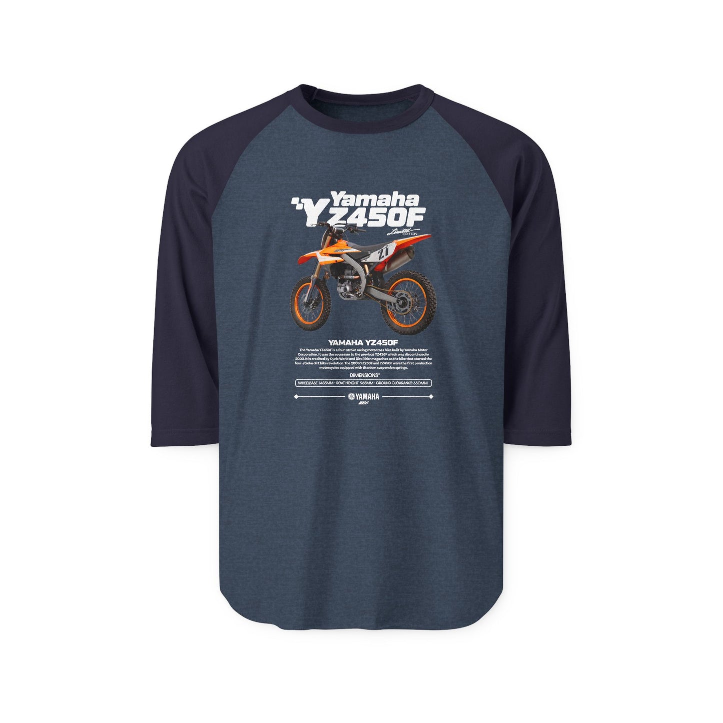 Yamaha YZ450F Unisex Raglan Shirt - Perfect T-shirt for Motorcycle Enthusiasts - CreativeRino
