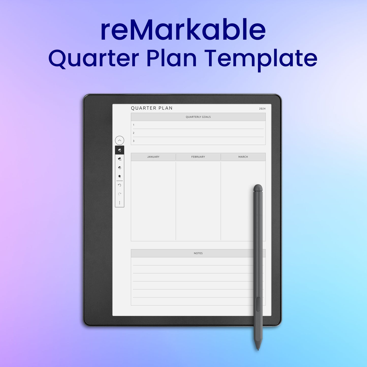 reMarkable 2 Quarter Plan Planner Template My Store