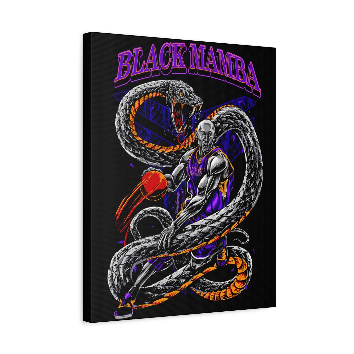 Black Mamba Wall Art Canvas, Sports Decor, Kobe Bryant Basketball Lover Gift, Basketball Wall Hanging, Home Gym Art, Motivational Art - CreativeRino