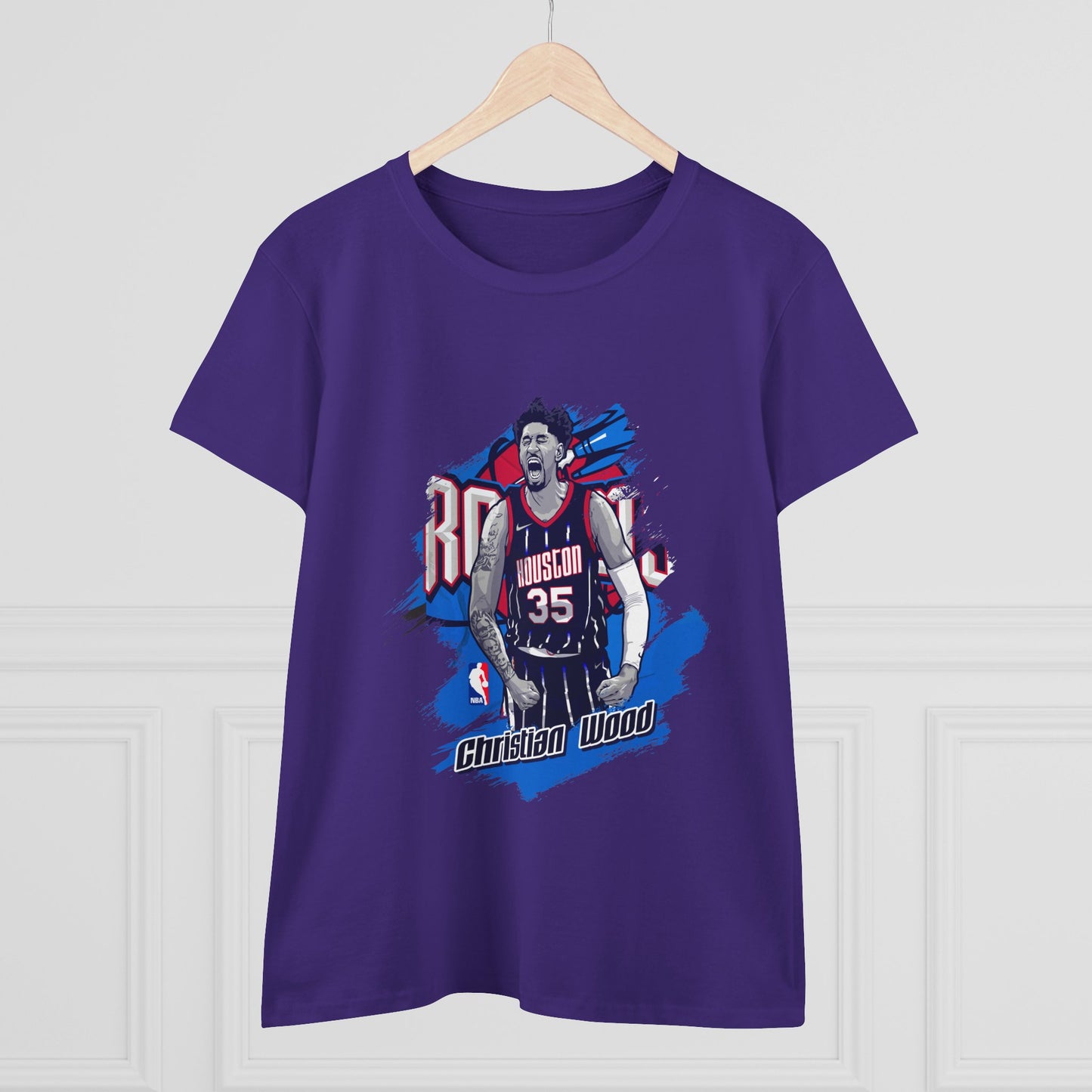 Christian Wood Women's Basketball Tee - Midweight Cotton T-shirt - CreativeRino