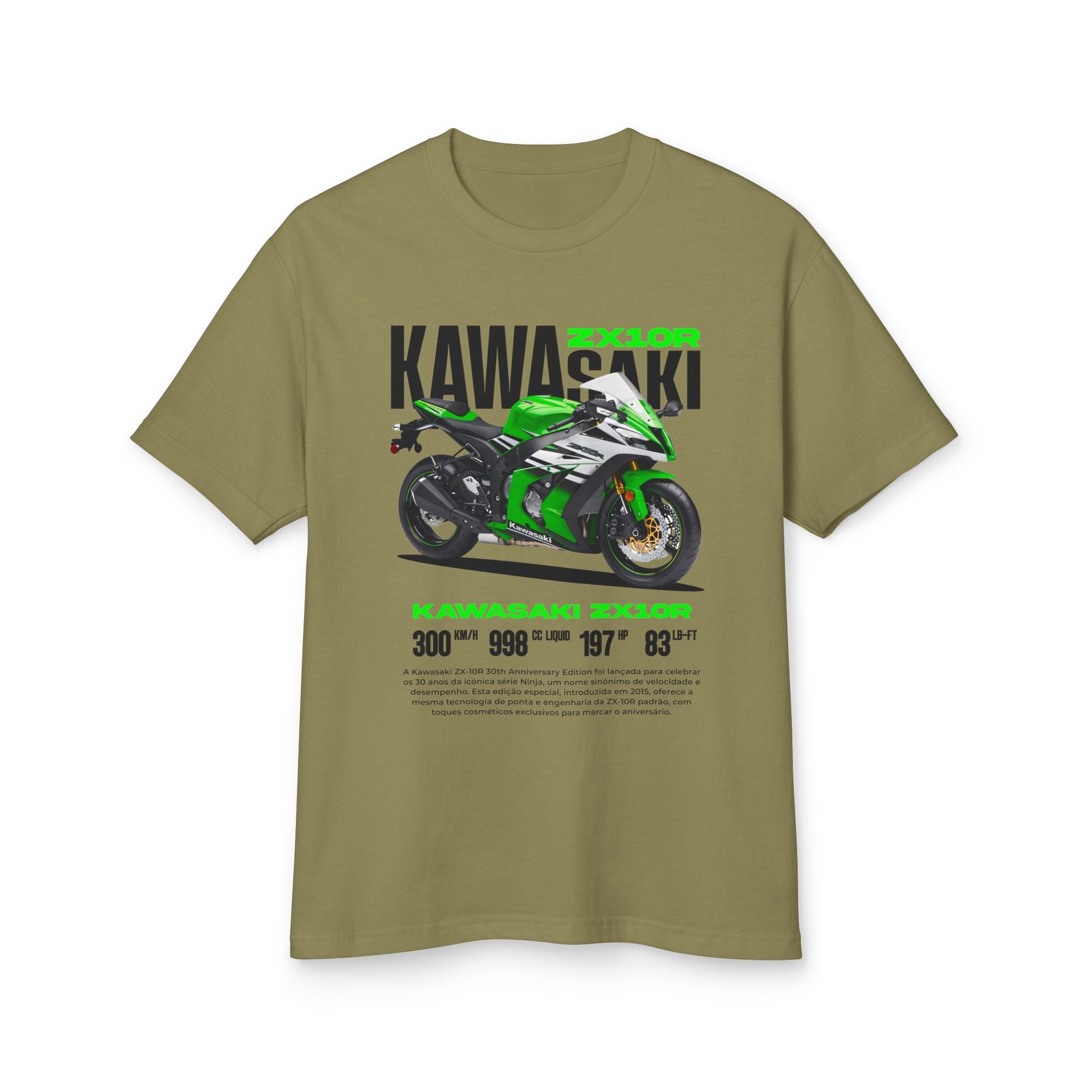 ぽんた Kawasaki ZX10R Heavyweight Cotton Tee - Unisex Motorcycle T-shirt