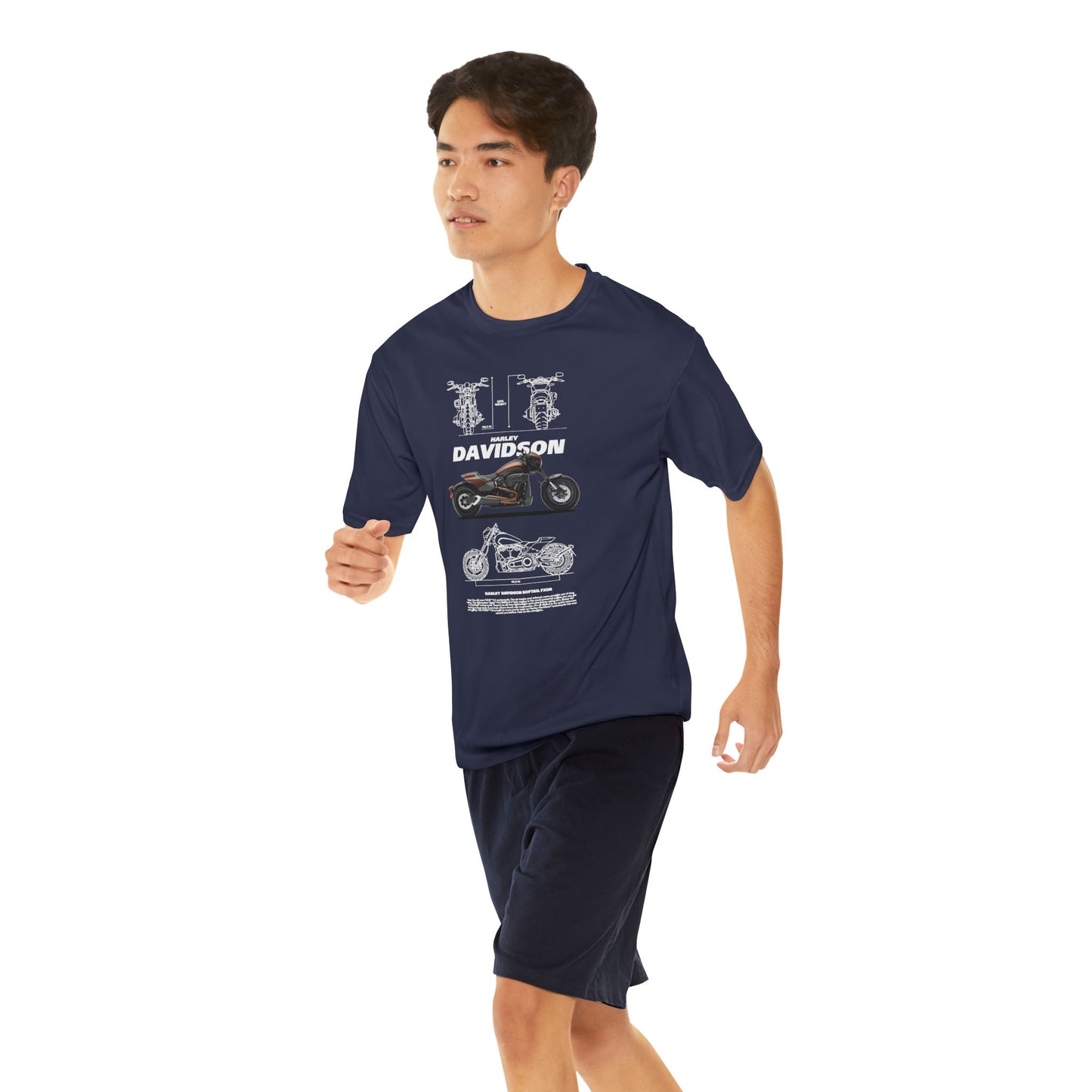Harley Davidson Softail FXDR Men's Performance T-Shirt - Stylish Motorcycle & Mechanics Design - CreativeRino