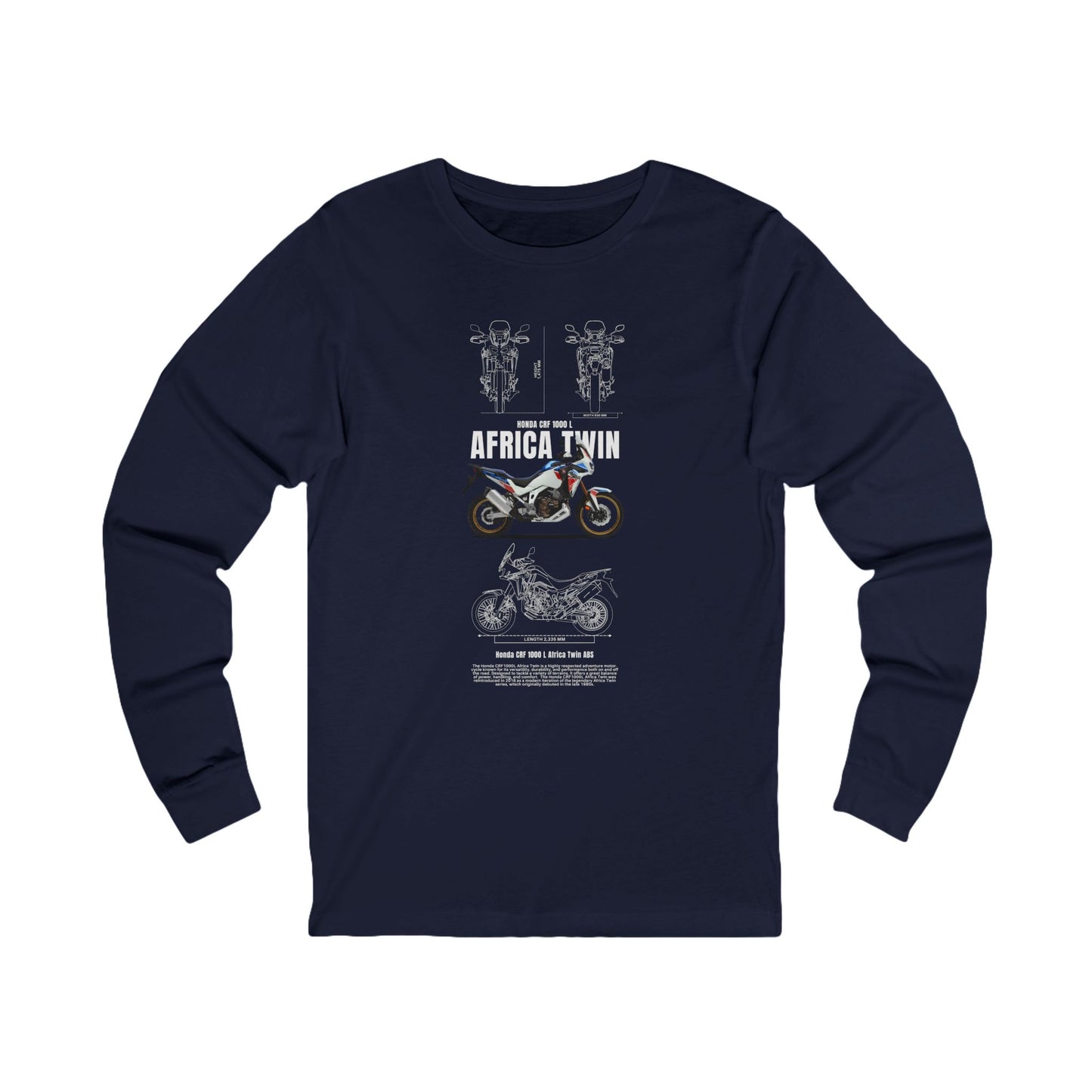 Honda CRF 1000 L Africa Twin ABS Adventure Spirit Long Sleeve Tee – Motorcycle T-shirt Design - CreativeRino